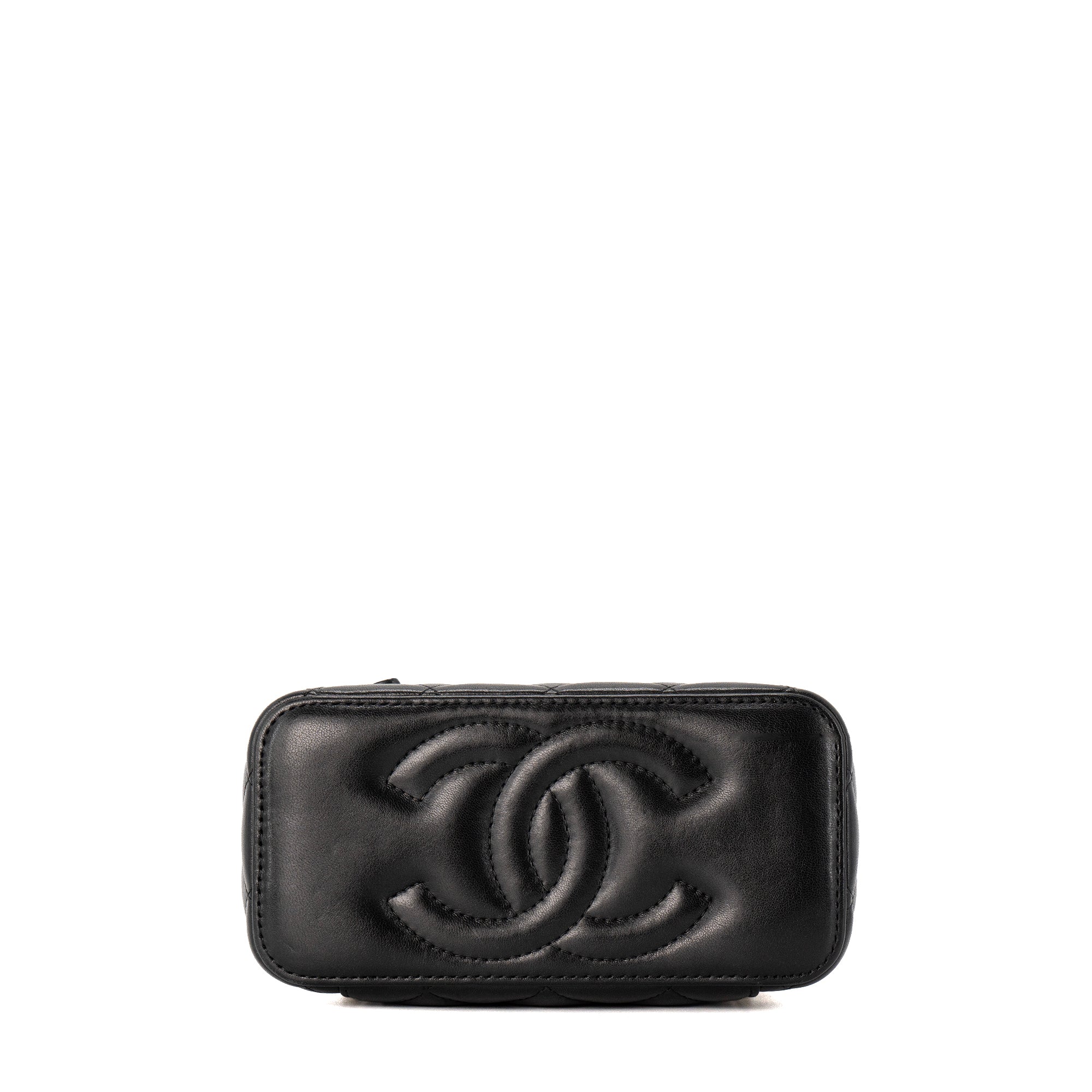 CHANEL - Sac à bandoulière Vanity Chanel en cuir lisse noir