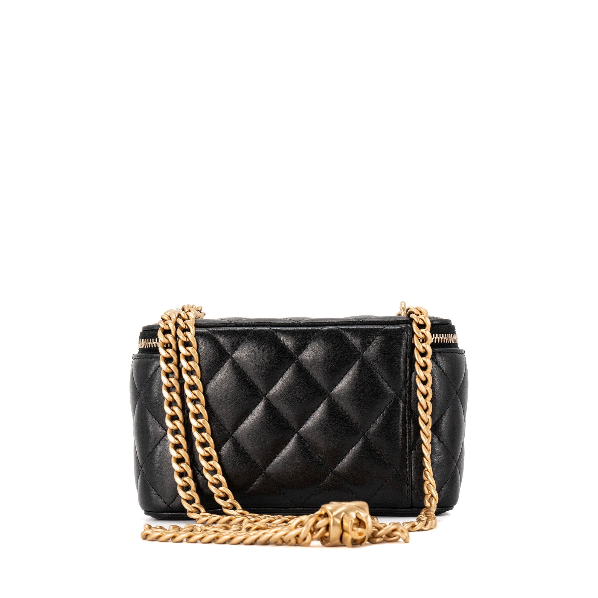 CHANEL - Sac à bandoulière Vanity Chanel en cuir lisse noir