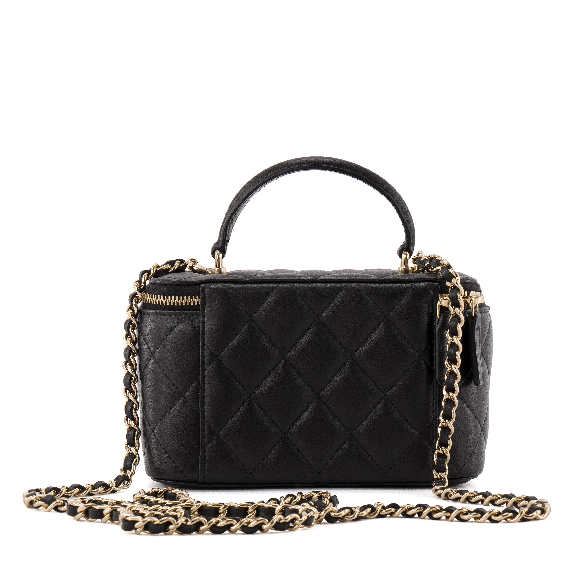 CHANEL - Sac à bandoulière Vanity Chanel en cuir lisse noir