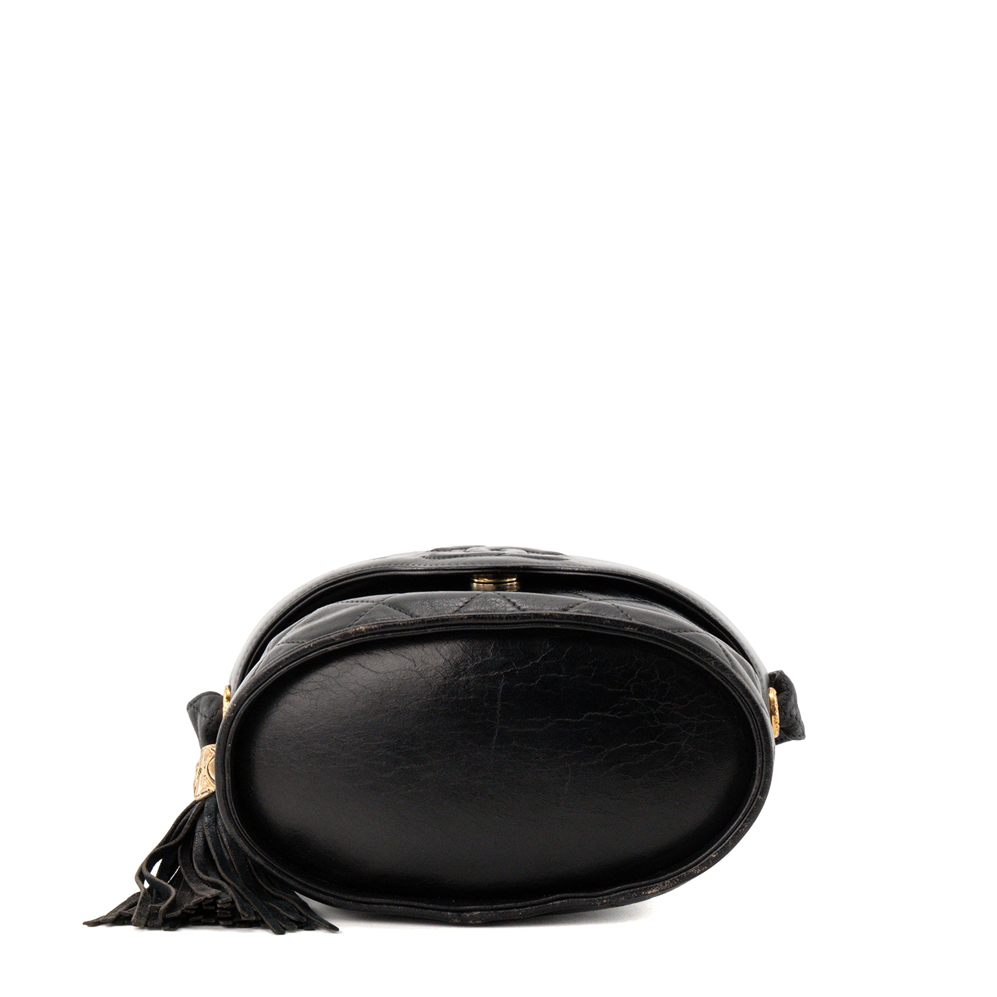 CHANEL - Sac à bandoulière Vanity Chanel en cuir lisse noir vintage