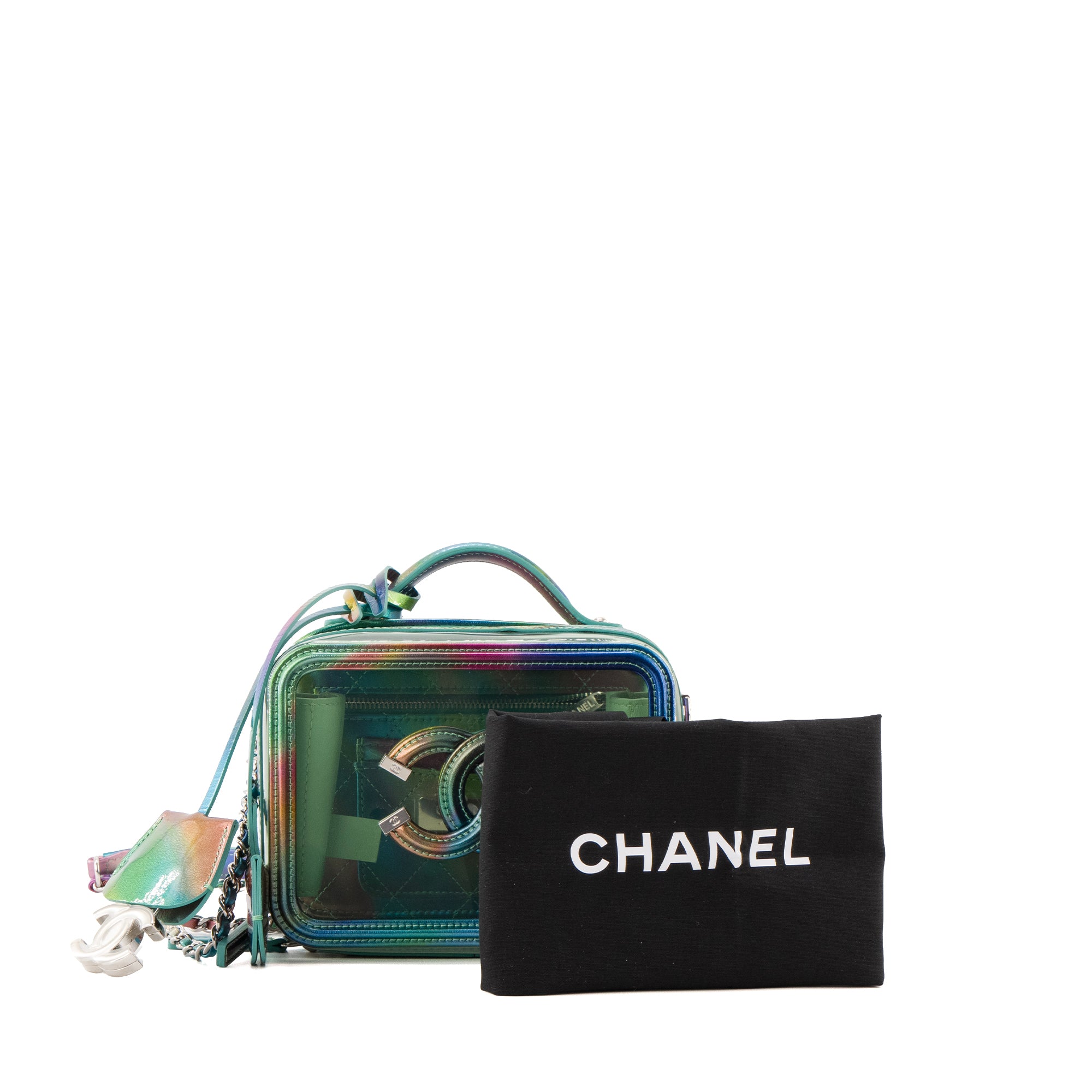 CHANEL - Sac à bandoulière Vanity Rainbow Chanel en pvc et cuir iridescent édition limitée