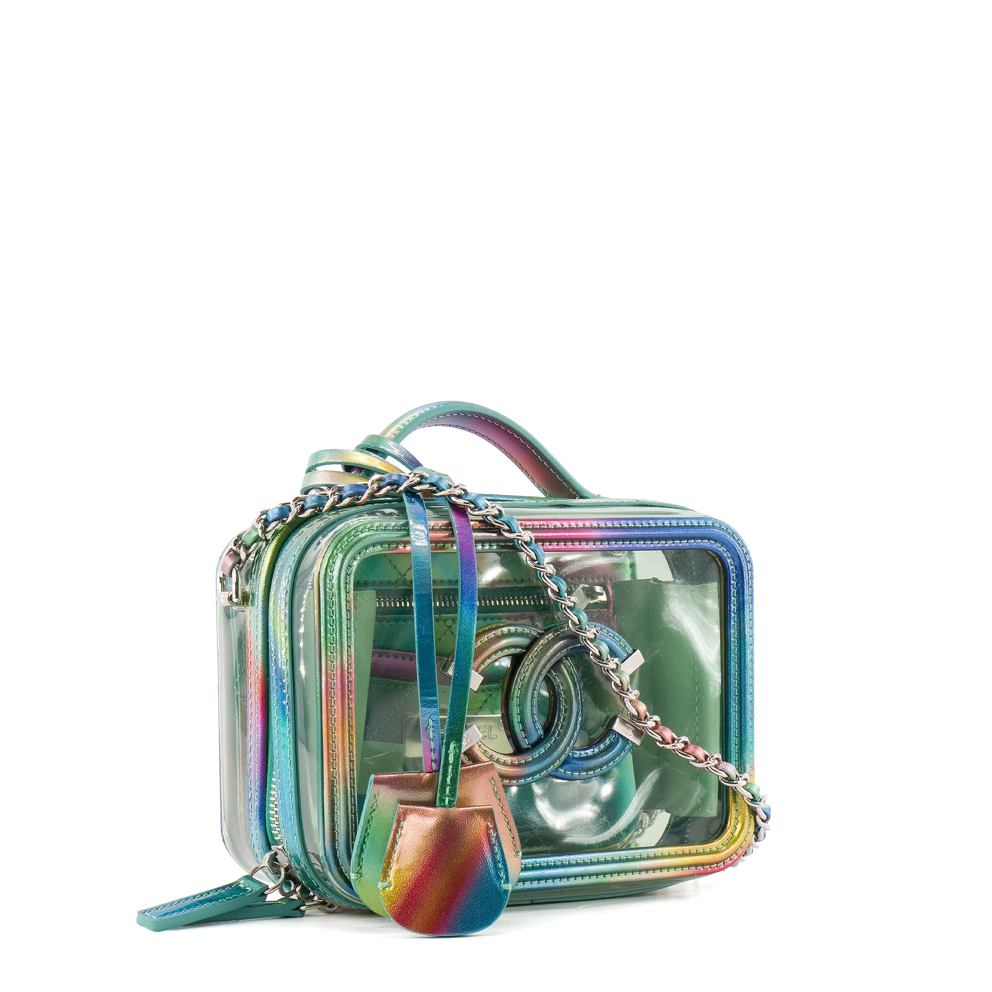 CHANEL - Sac à bandoulière Vanity Rainbow Chanel en pvc et cuir iridescent édition limitée