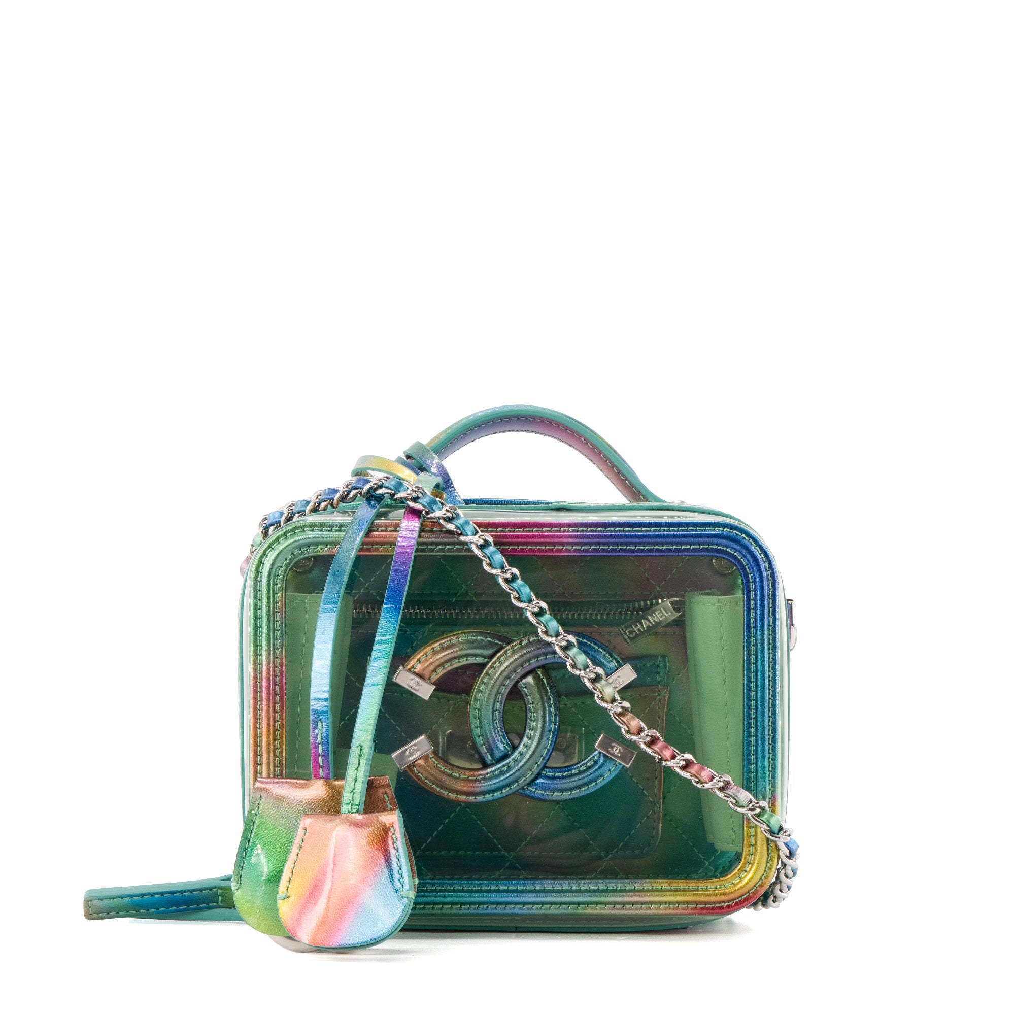 CHANEL - Sac à bandoulière Vanity Rainbow Chanel en pvc et cuir iridescent édition limitée