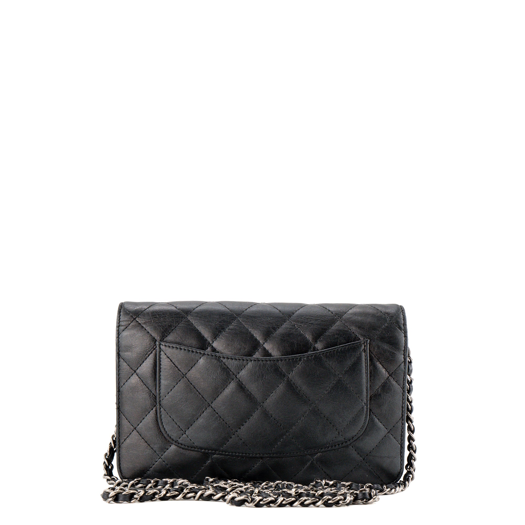 CHANEL - Sac à bandoulière Wallet On Chain 2.55 Chanel en cuir froissé noir
