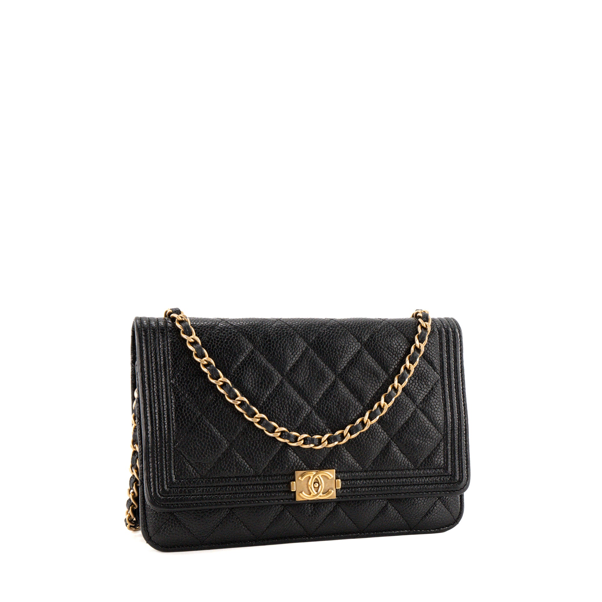 CHANEL - Sac à bandoulière Wallet On Chain Boy Chanel en cuir caviar noir