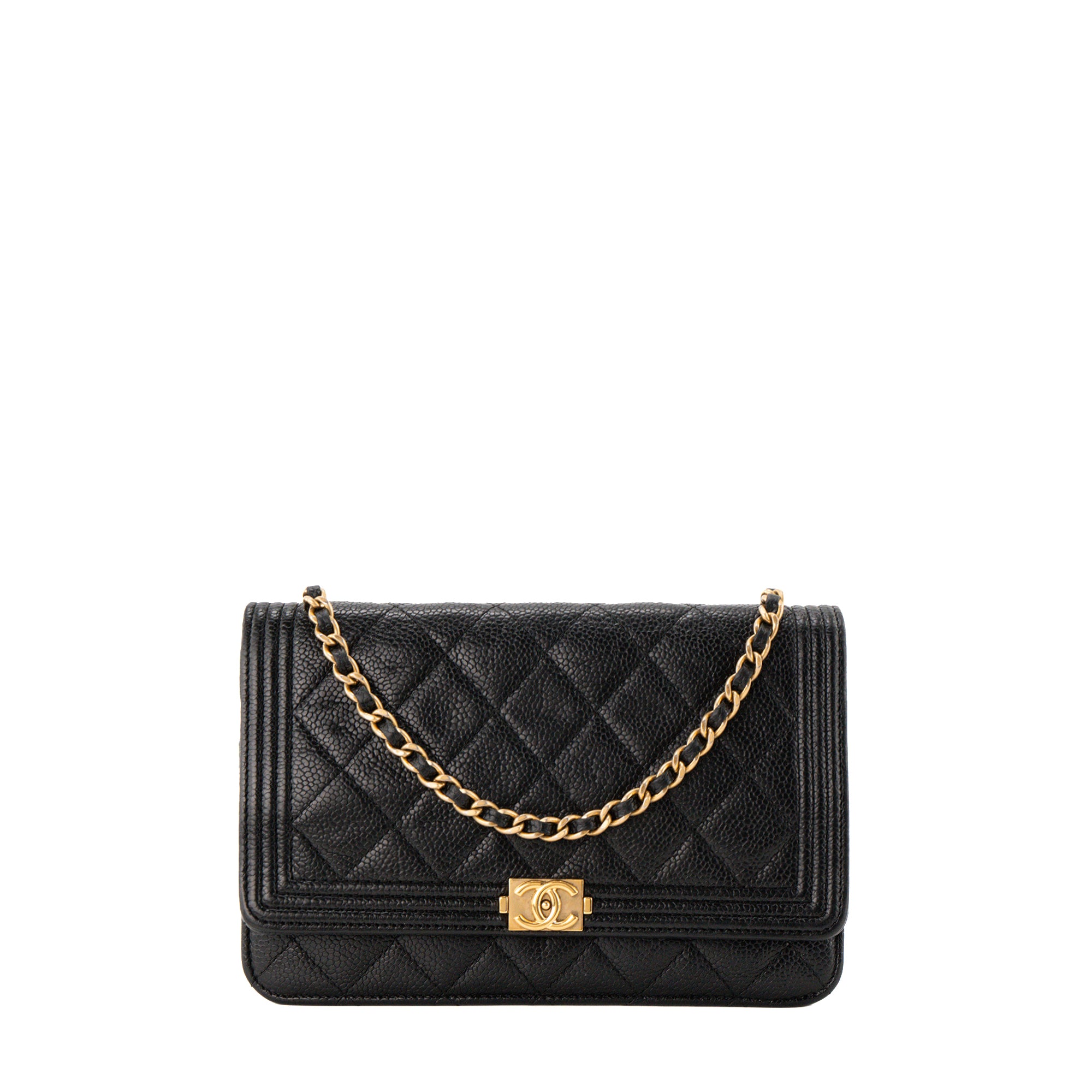 CHANEL - Sac à bandoulière Wallet On Chain Boy Chanel en cuir caviar noir