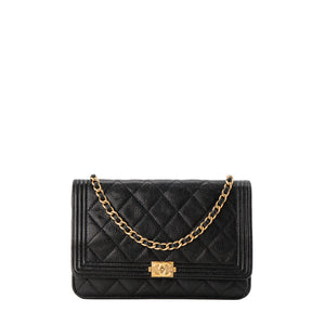CHANEL - Sac à bandoulière Wallet On Chain Boy Chanel en cuir caviar noir