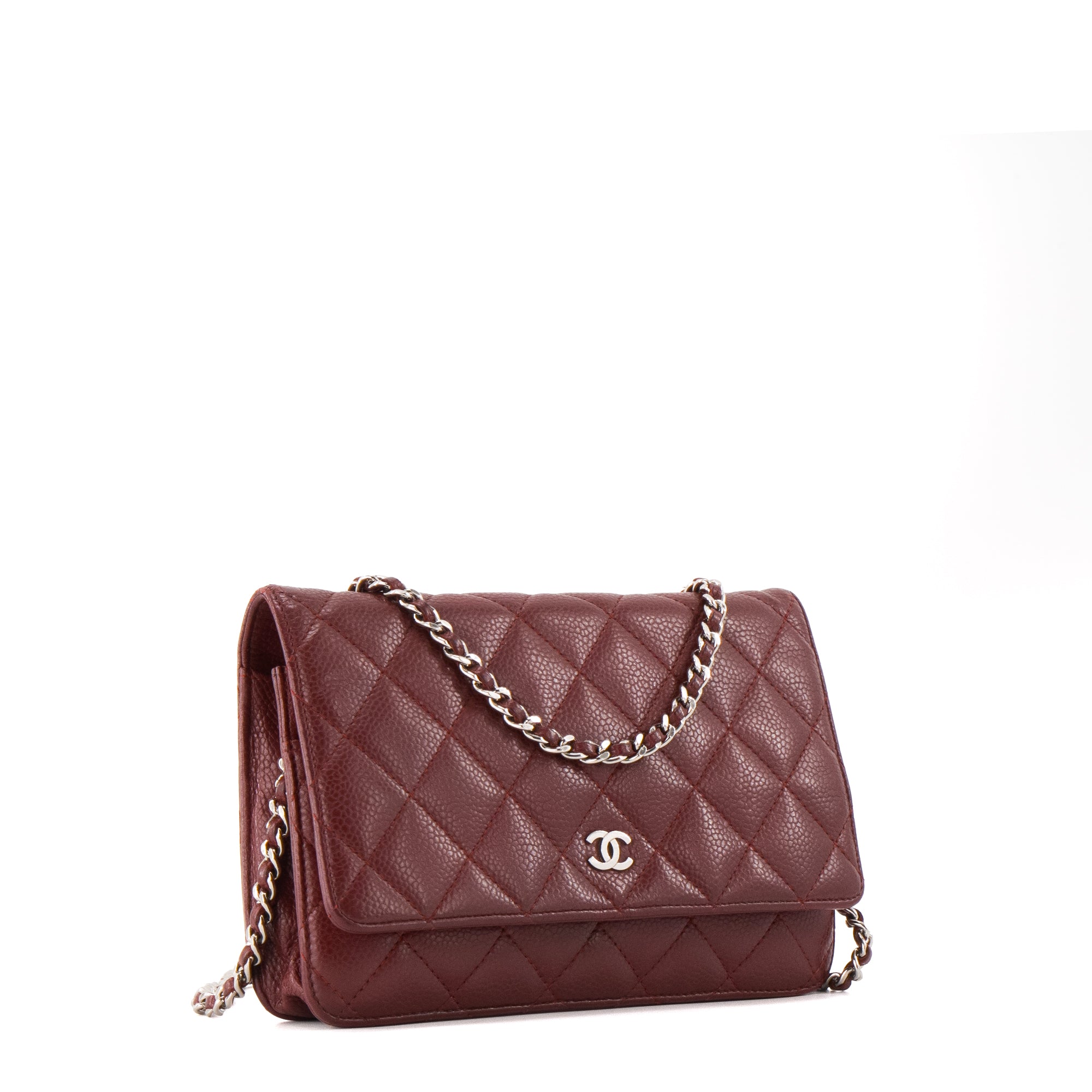CHANEL - Sac à bandoulière Wallet On Chain Chanel en cuir caviar bordeaux