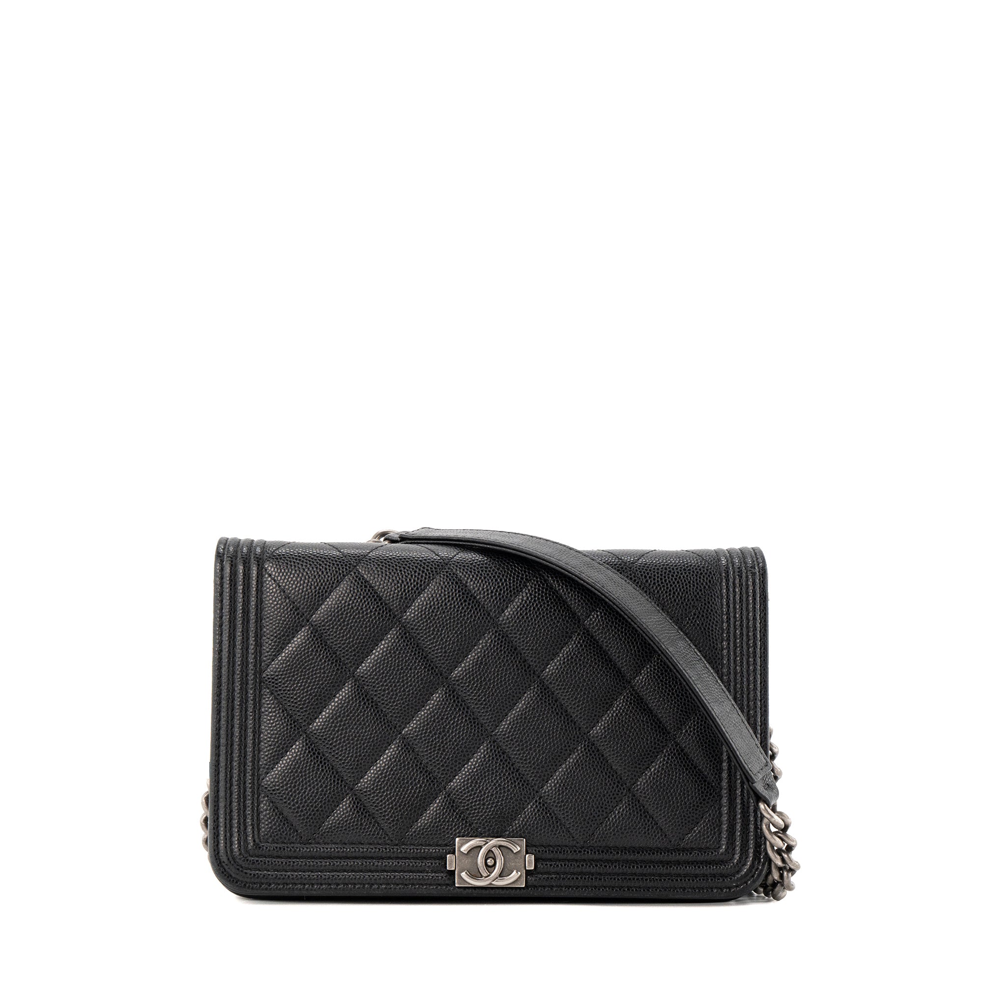 CHANEL - Black Caviar Leather Boy Chanel Wallet on Chain Shoulder Bag