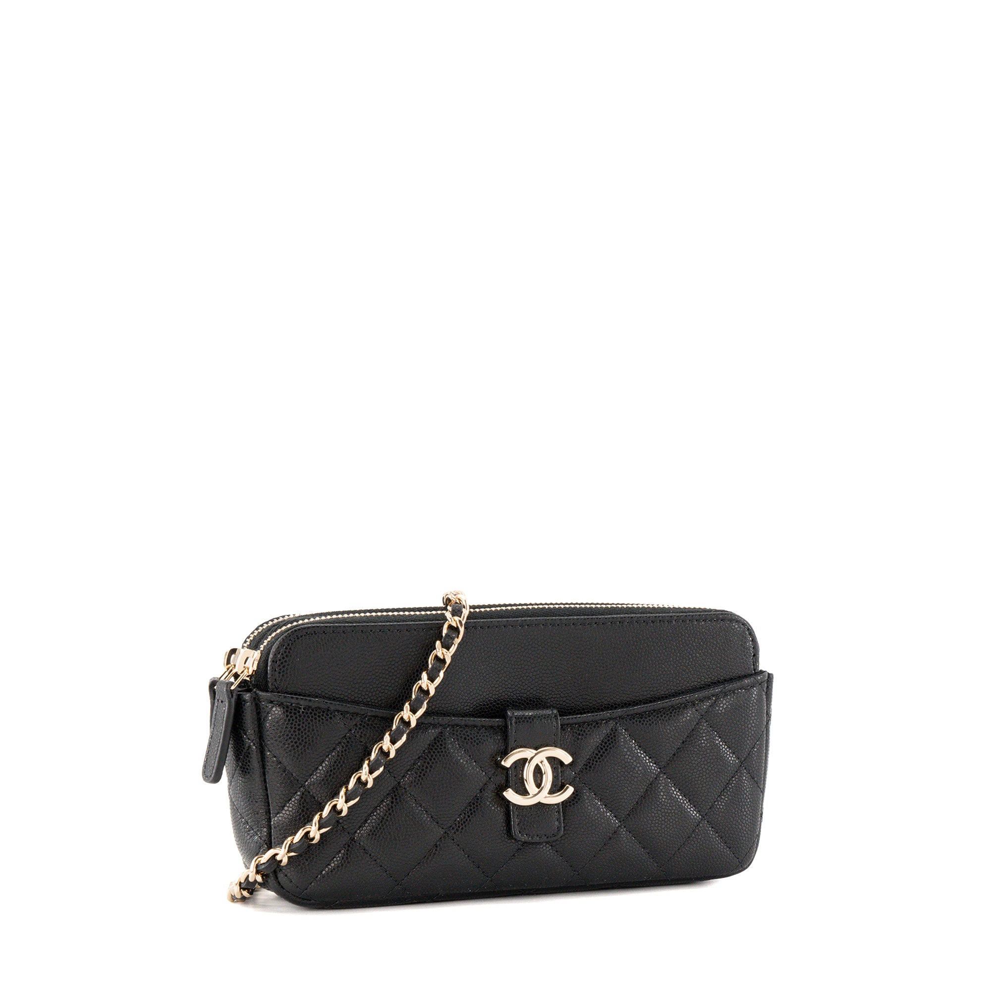 CHANEL - Sac à bandoulière Wallet On Chain Chanel en cuir caviar noir