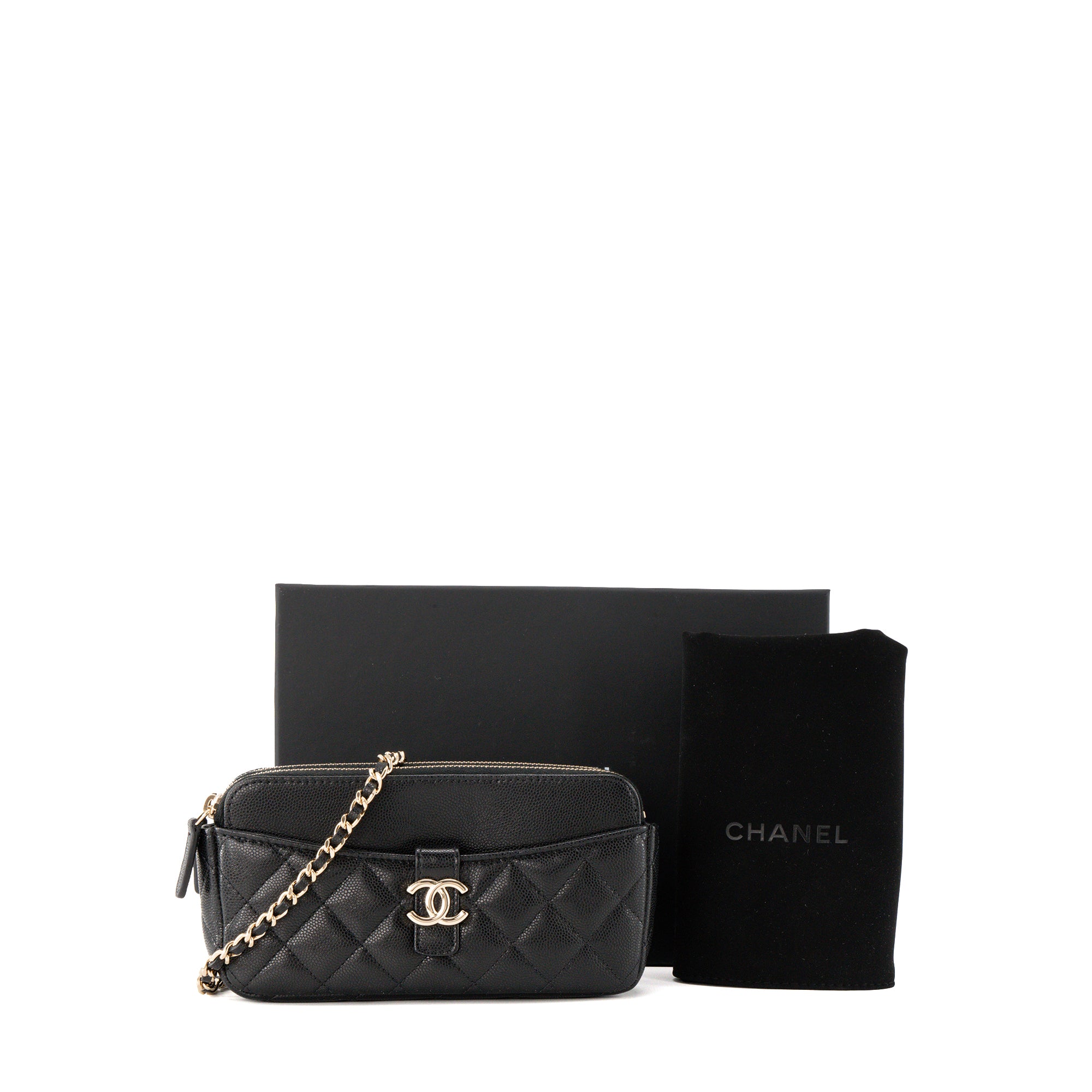 CHANEL - Sac à bandoulière Wallet On Chain Chanel en cuir caviar noir