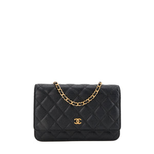 CHANEL - Sac à bandoulière Wallet On Chain Classique/Timeless Chanel en cuir caviar noir