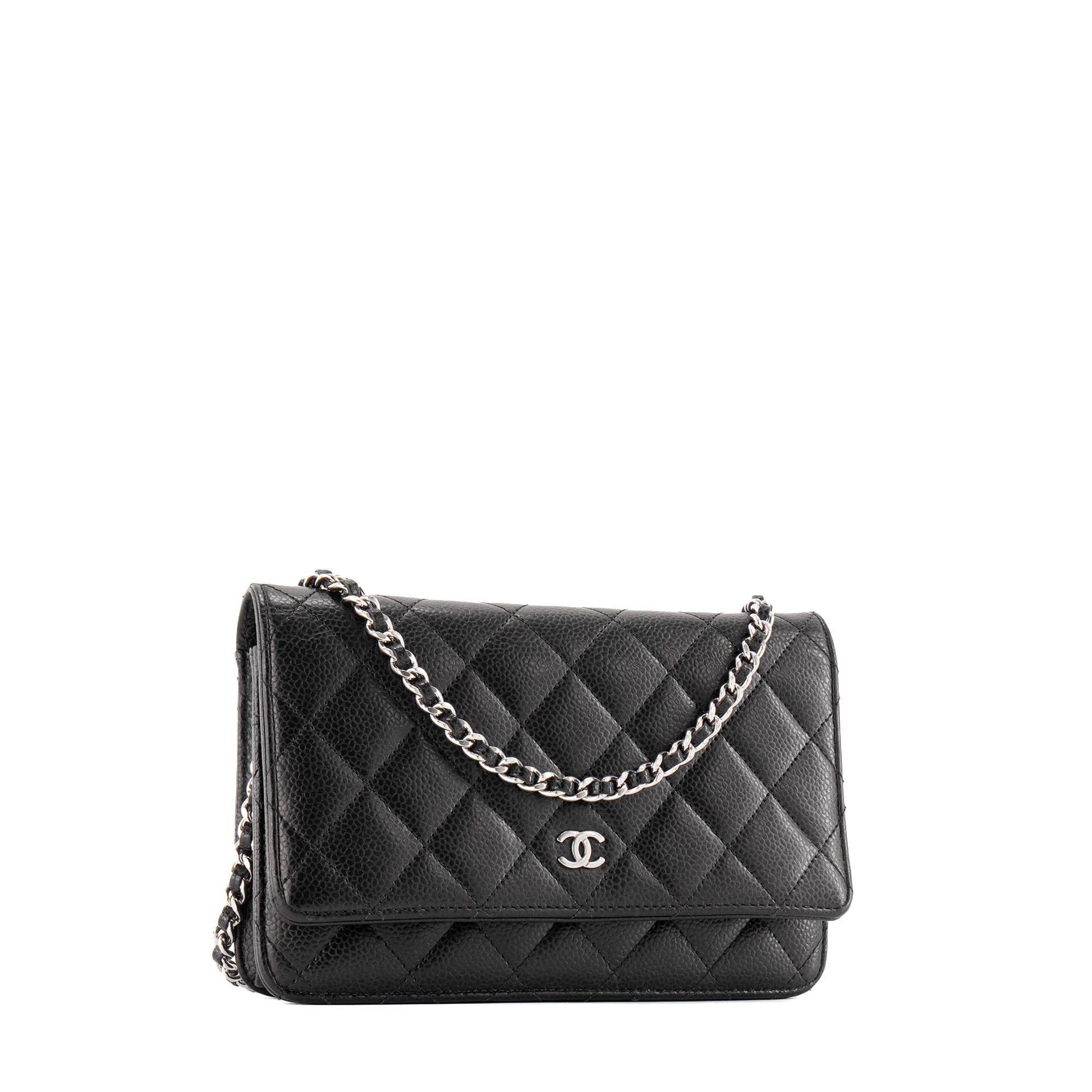 CHANEL - Sac à bandoulière Wallet On Chain Chanel en cuir caviar noir