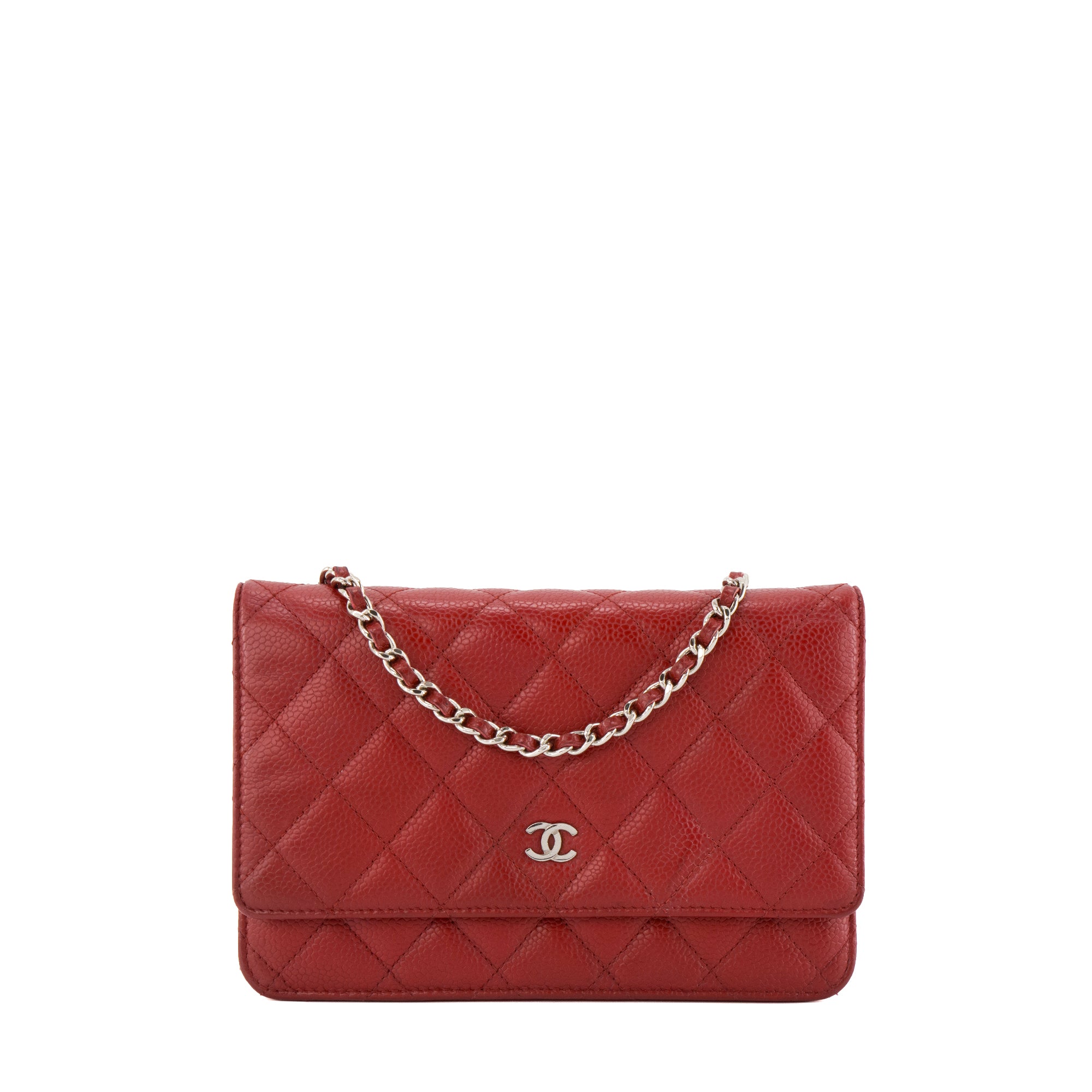 CHANEL - Sac à bandoulière Wallet on Chain Chanel en cuir caviar rouge
