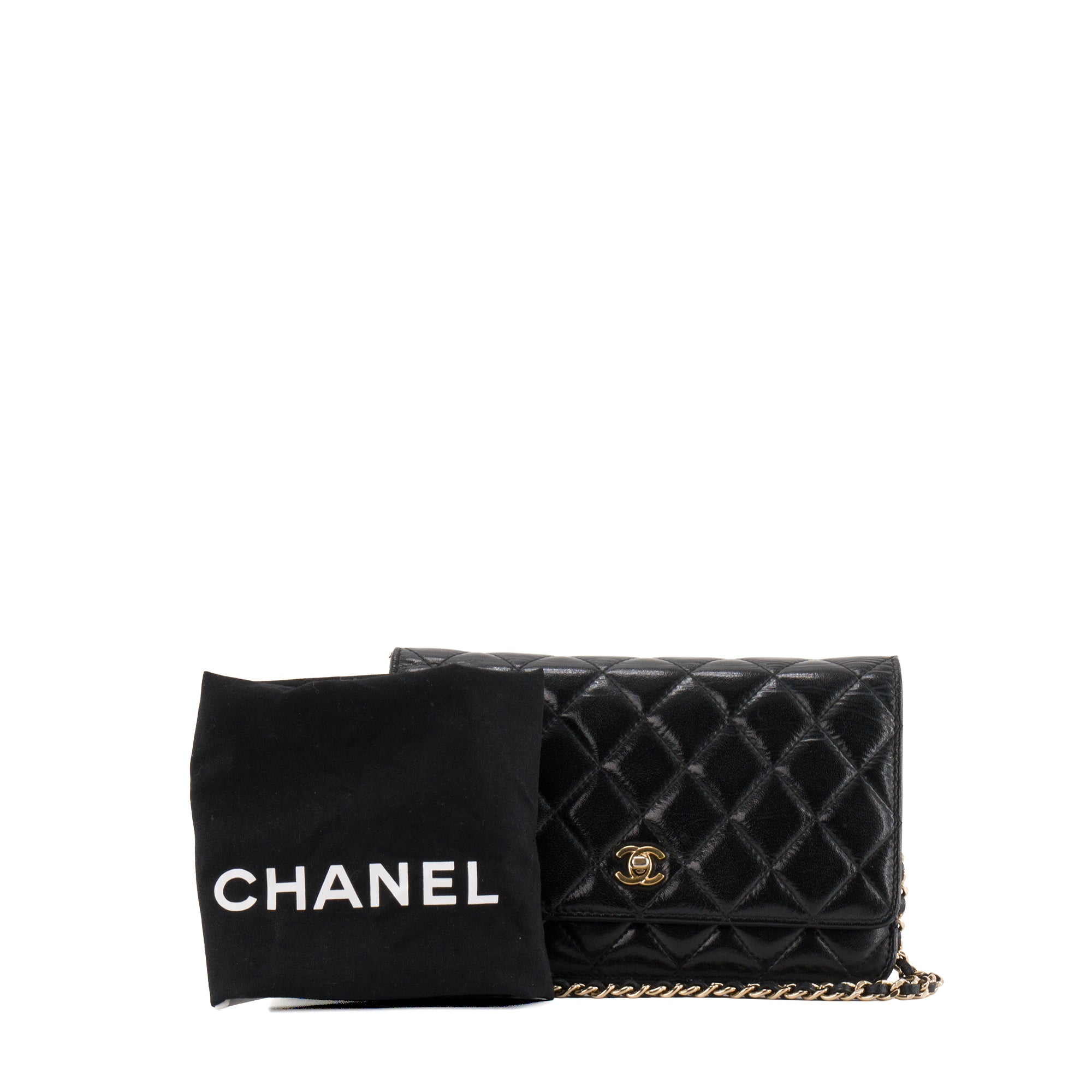 CHANEL - Sac à bandoulière Wallet On Chain Chanel en cuir glacé noir édition limitée