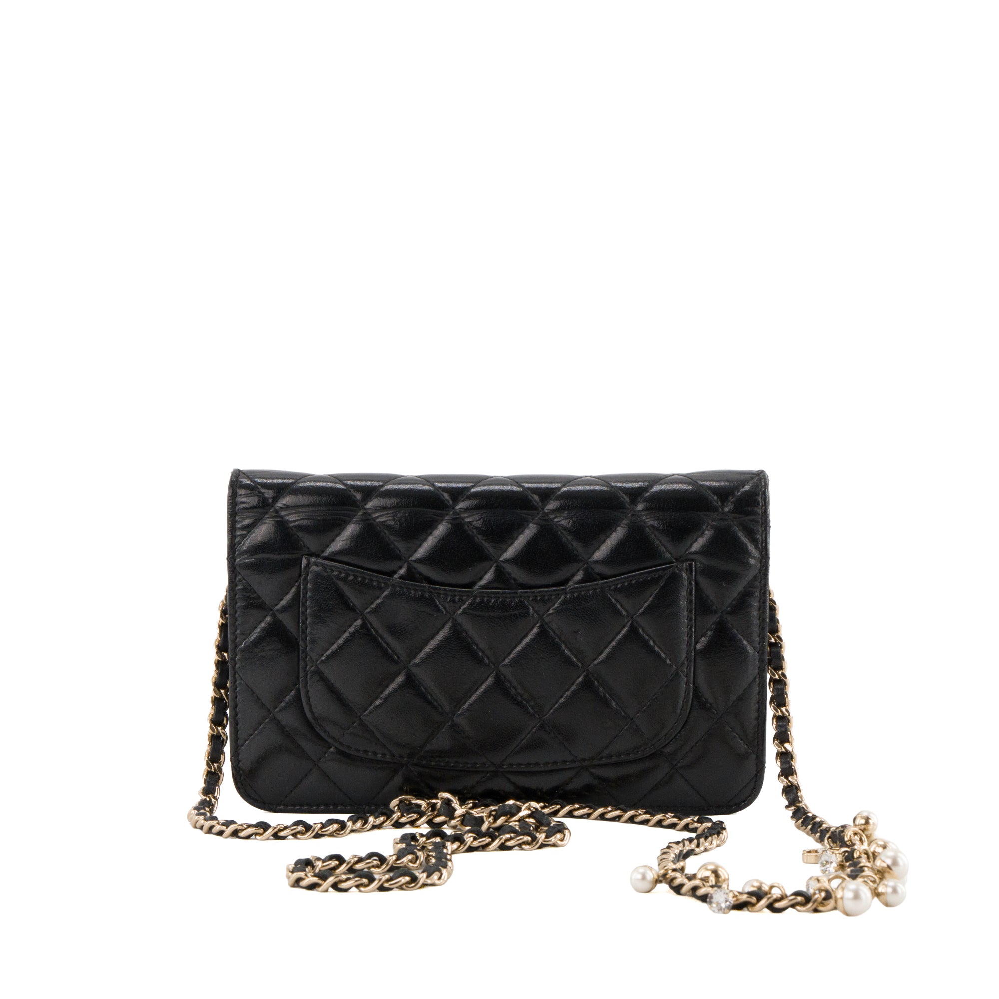 CHANEL - Sac à bandoulière Wallet On Chain Chanel en cuir glacé noir édition limitée