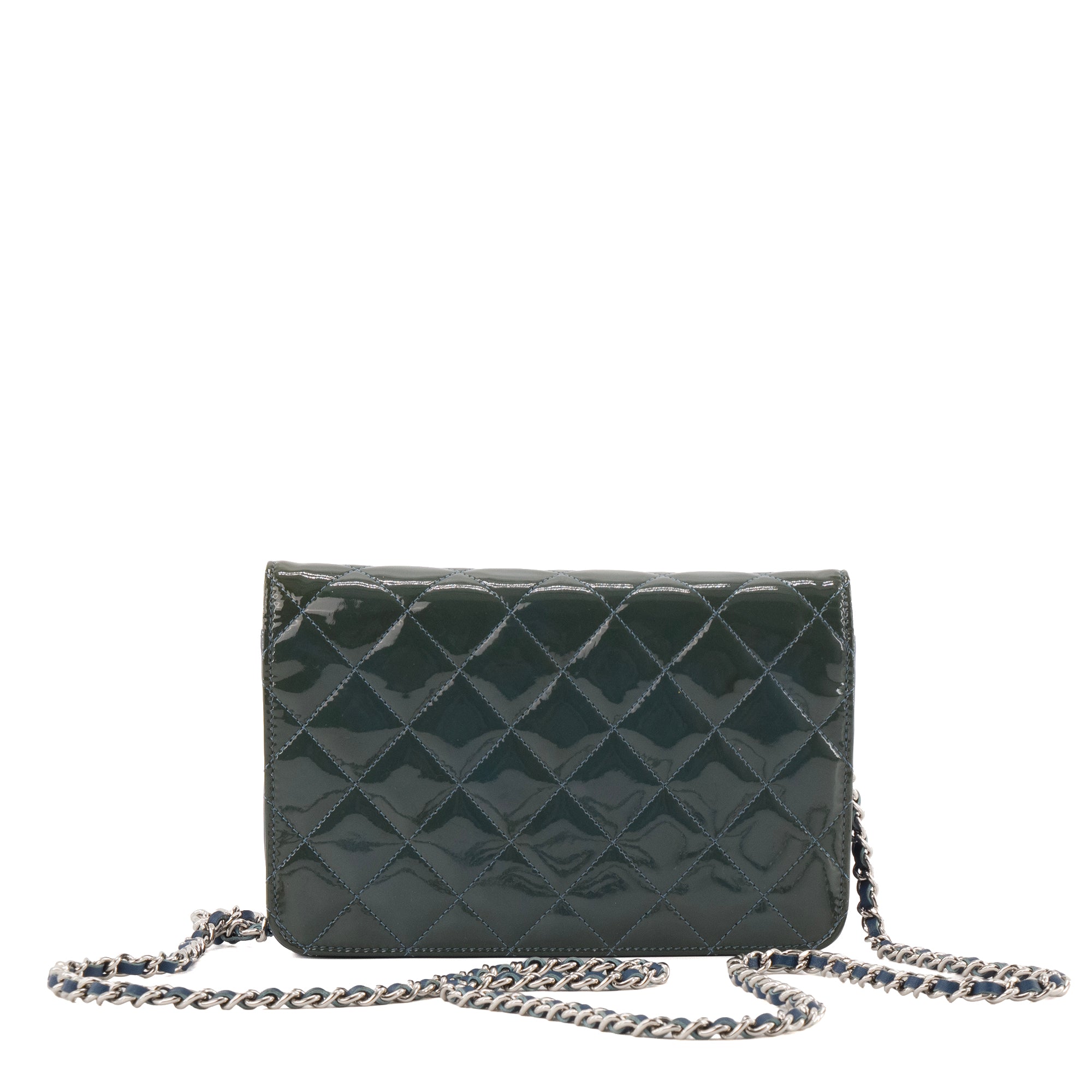 CHANEL - Sac à bandoulière Wallet On Chain Chanel en cuir kaki verni