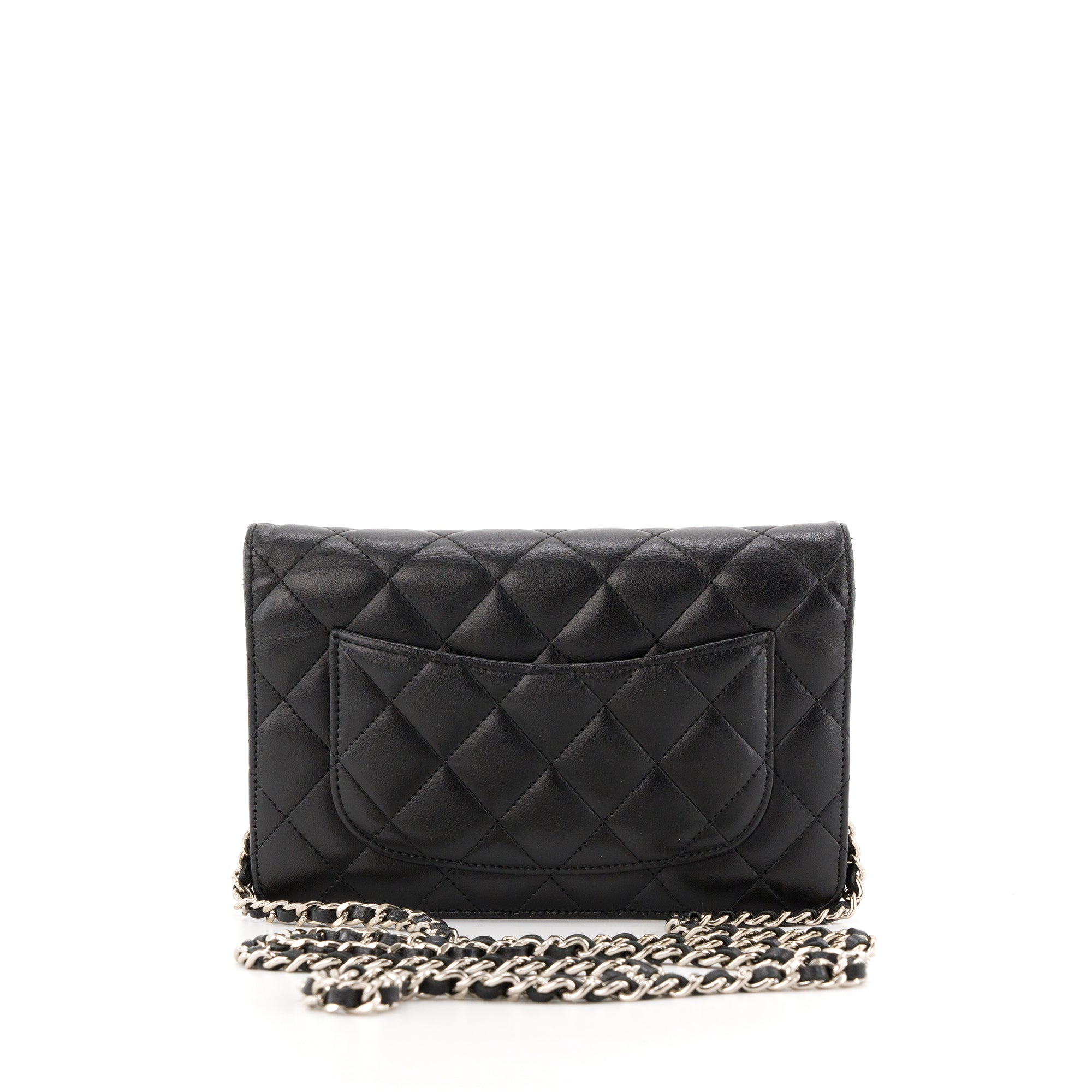 CHANEL - Sac à bandoulière Wallet on Chain Chanel en cuir lisse noir