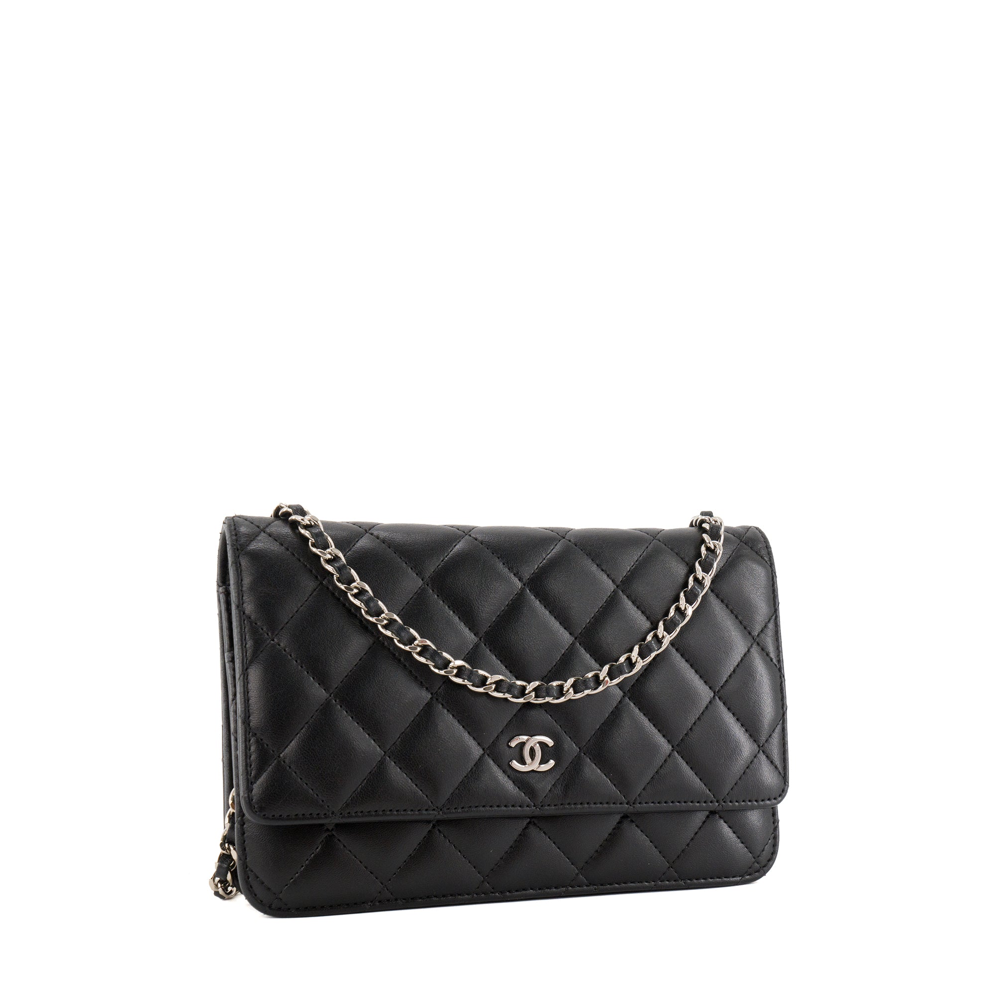 CHANEL - Sac à bandoulière Wallet on Chain Chanel en cuir lisse noir