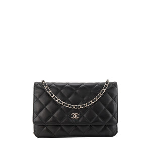 CHANEL - Sac à bandoulière Wallet on Chain Chanel en cuir lisse noir
