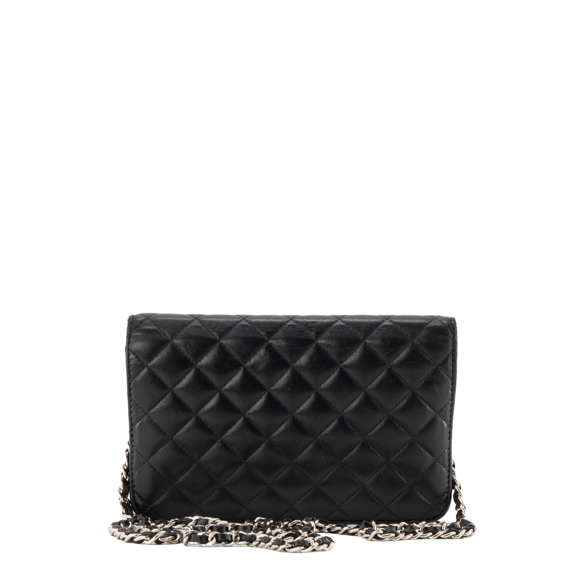 CHANEL - Sac à bandoulière Wallet on Chain Chanel en cuir lisse noir