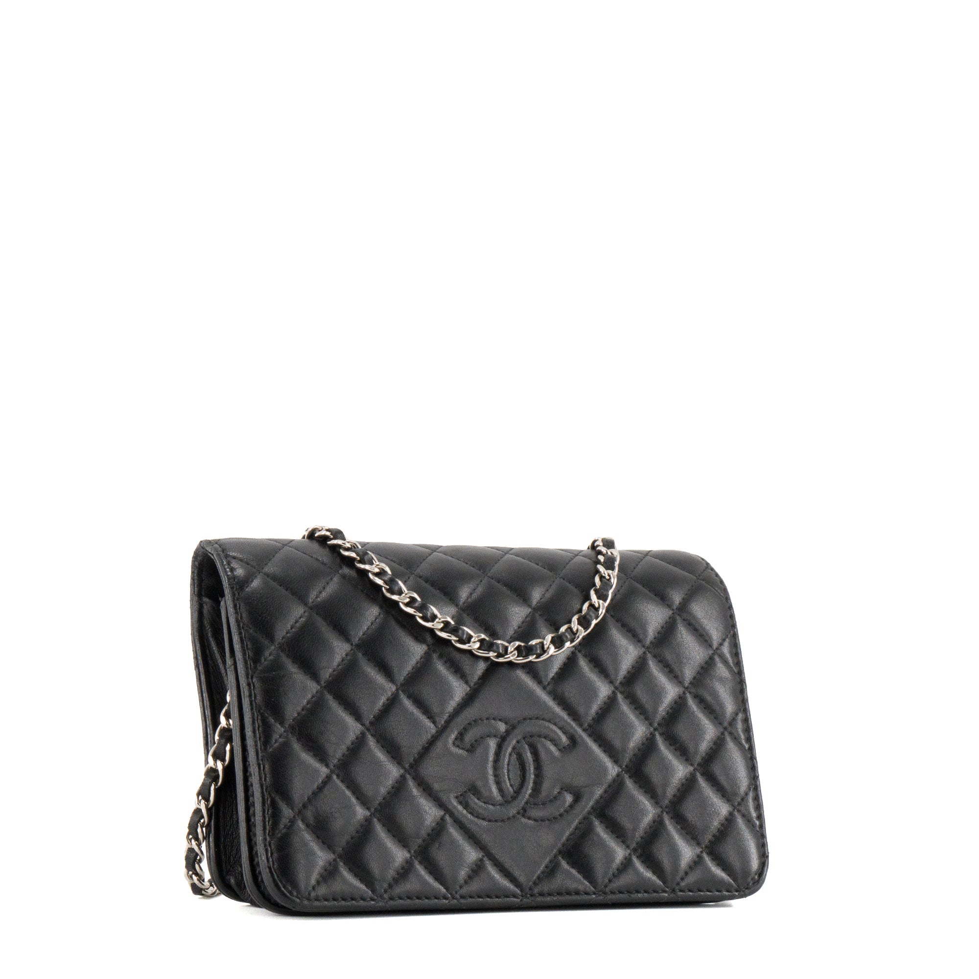 CHANEL - Sac à bandoulière Wallet on Chain Chanel en cuir lisse noir