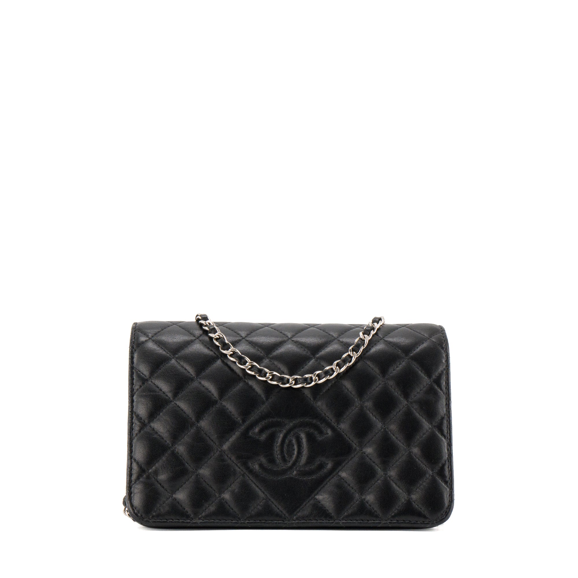 CHANEL - Sac à bandoulière Wallet on Chain Chanel en cuir lisse noir
