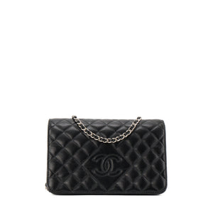 CHANEL - Sac à bandoulière Wallet on Chain Chanel en cuir lisse noir