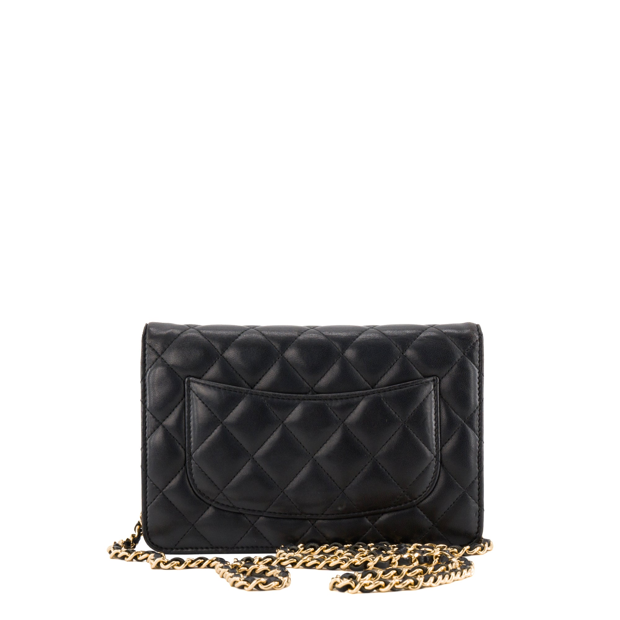 CHANEL - Sac à bandoulière Wallet on Chain Chanel en cuir lisse noir