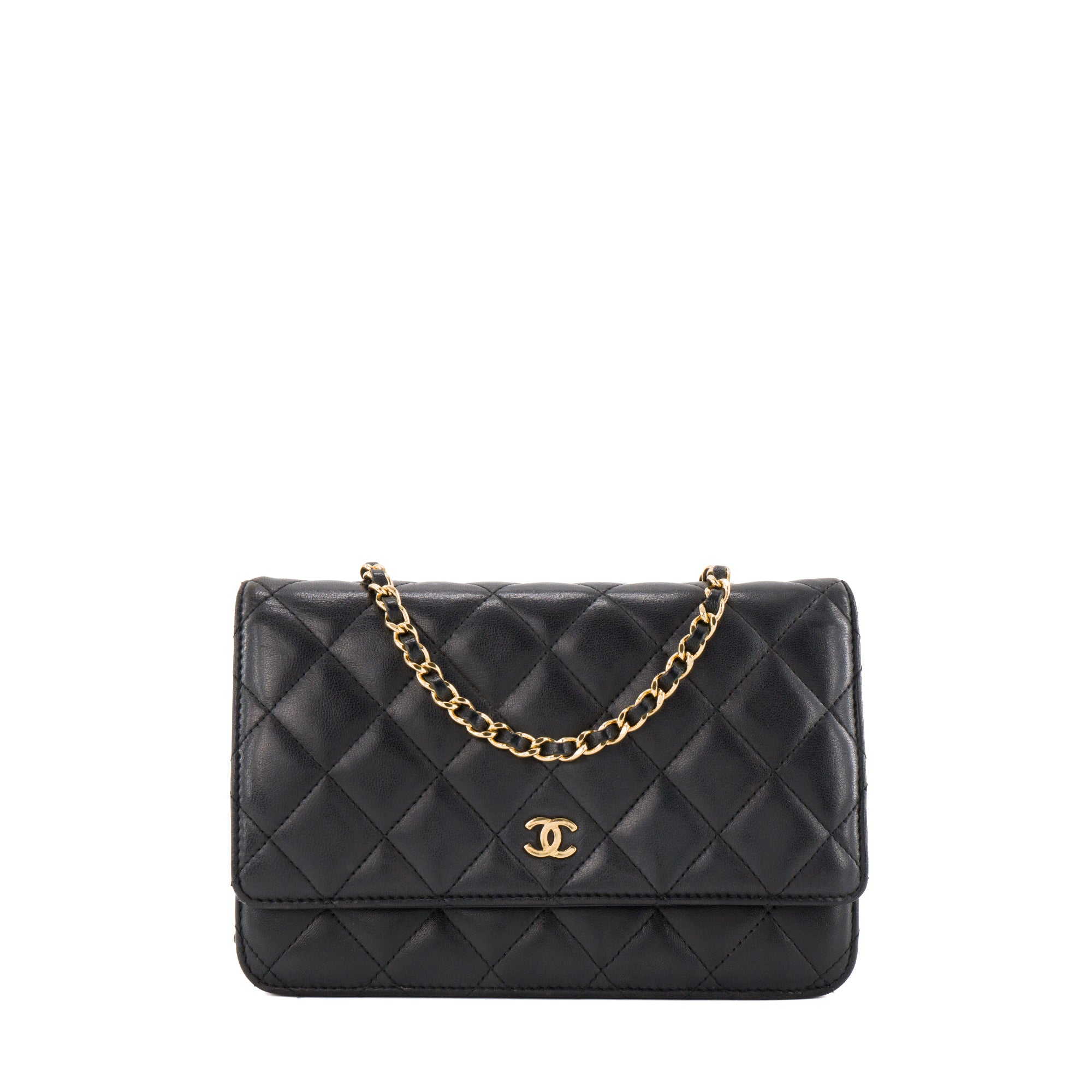 CHANEL - Sac à bandoulière Wallet on Chain Chanel en cuir lisse noir