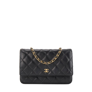 CHANEL - Sac à bandoulière Wallet on Chain Chanel en cuir lisse noir