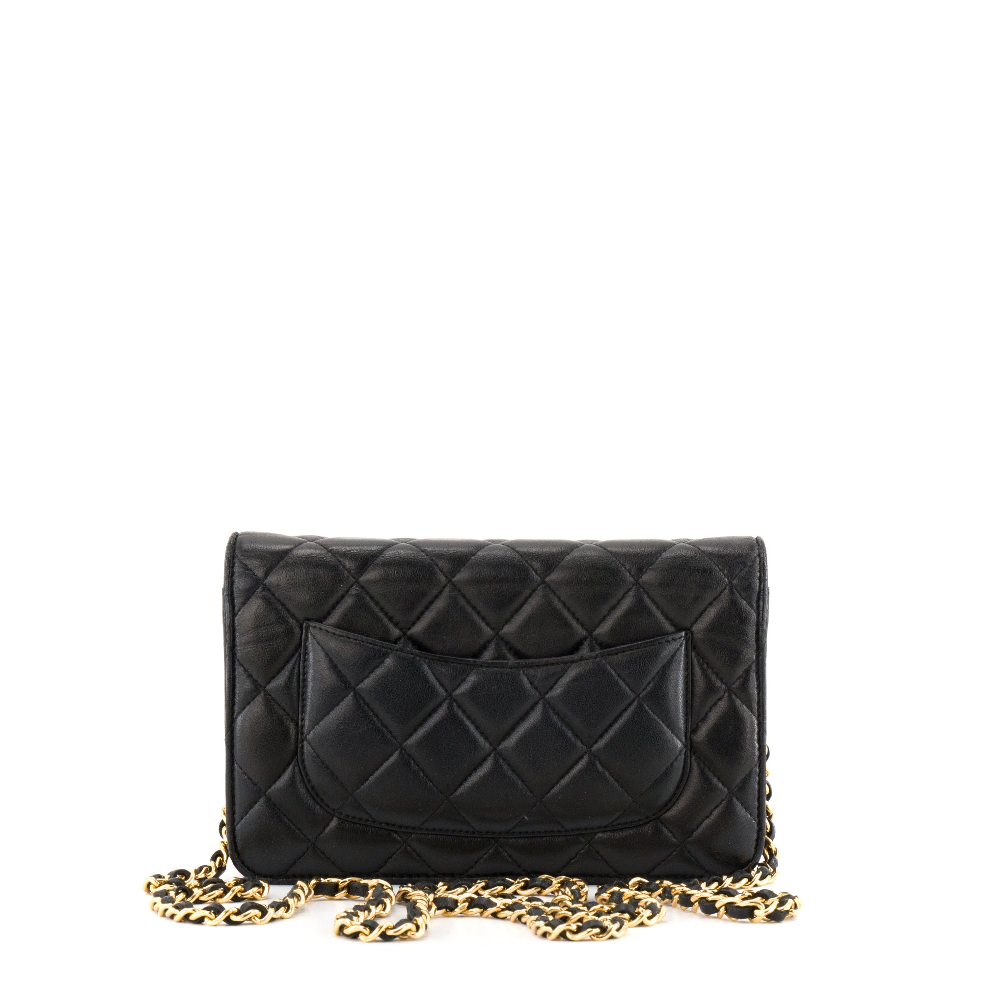 CHANEL - Sac à bandoulière Wallet on Chain Chanel en cuir lisse noir