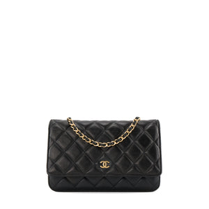 CHANEL - Sac à bandoulière Wallet on Chain Chanel en cuir lisse noir