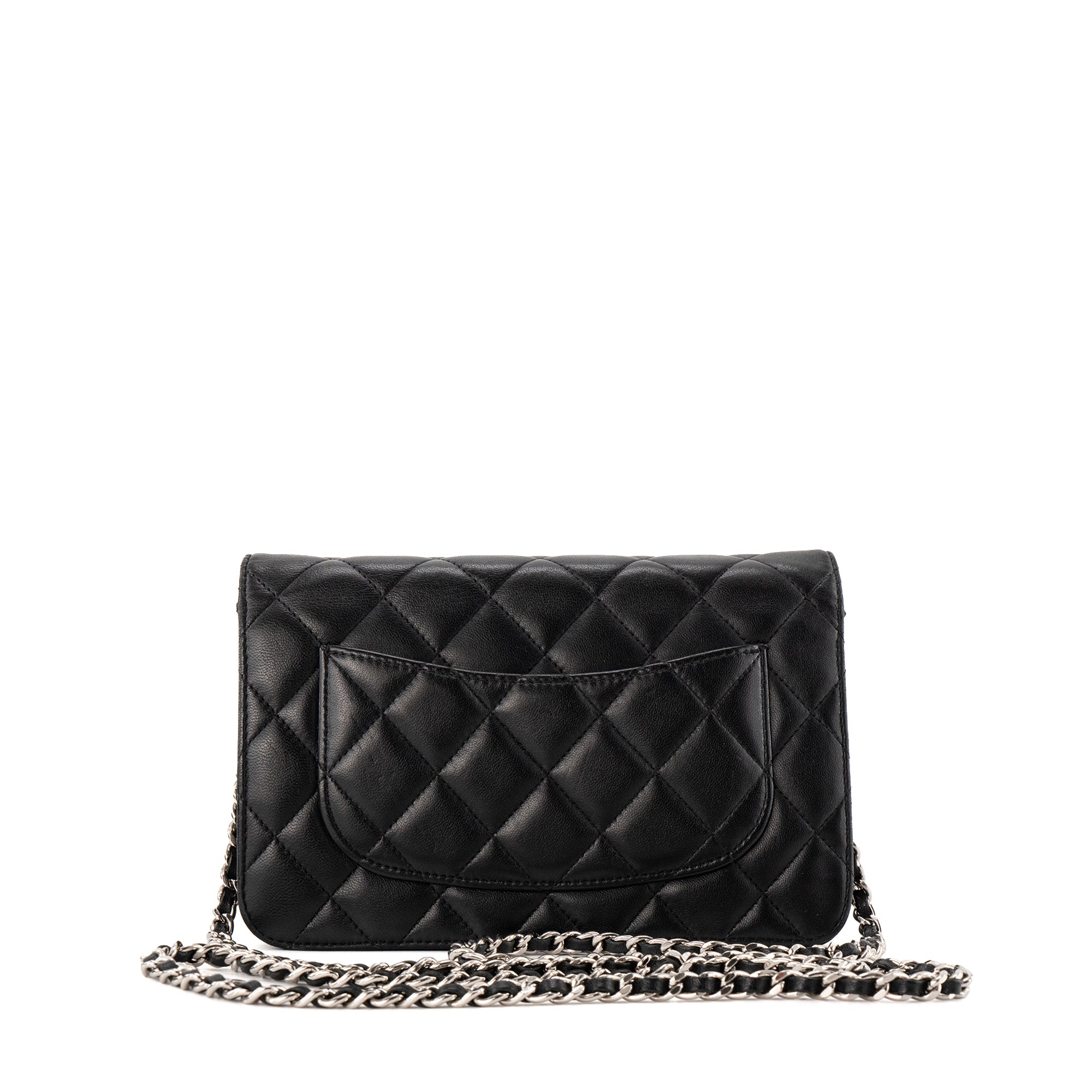 CHANEL - Sac à bandoulière Wallet on Chain Chanel en cuir lisse noir