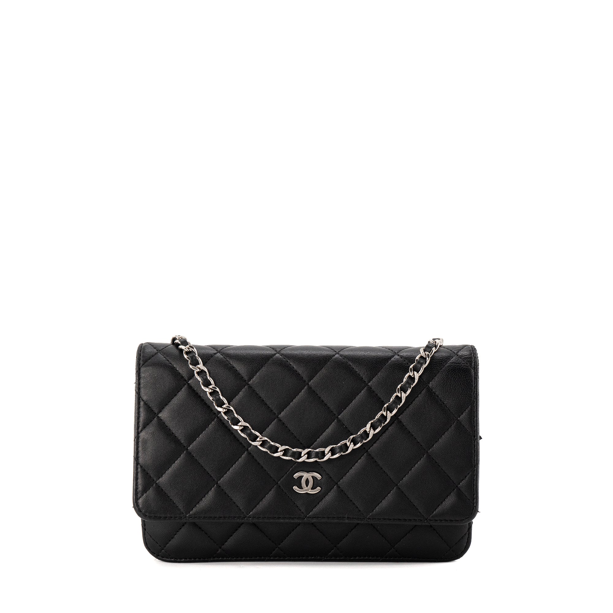 CHANEL - Sac à bandoulière Wallet on Chain Chanel en cuir lisse noir