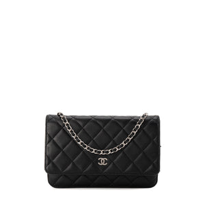 CHANEL - Sac à bandoulière Wallet on Chain Chanel en cuir lisse noir