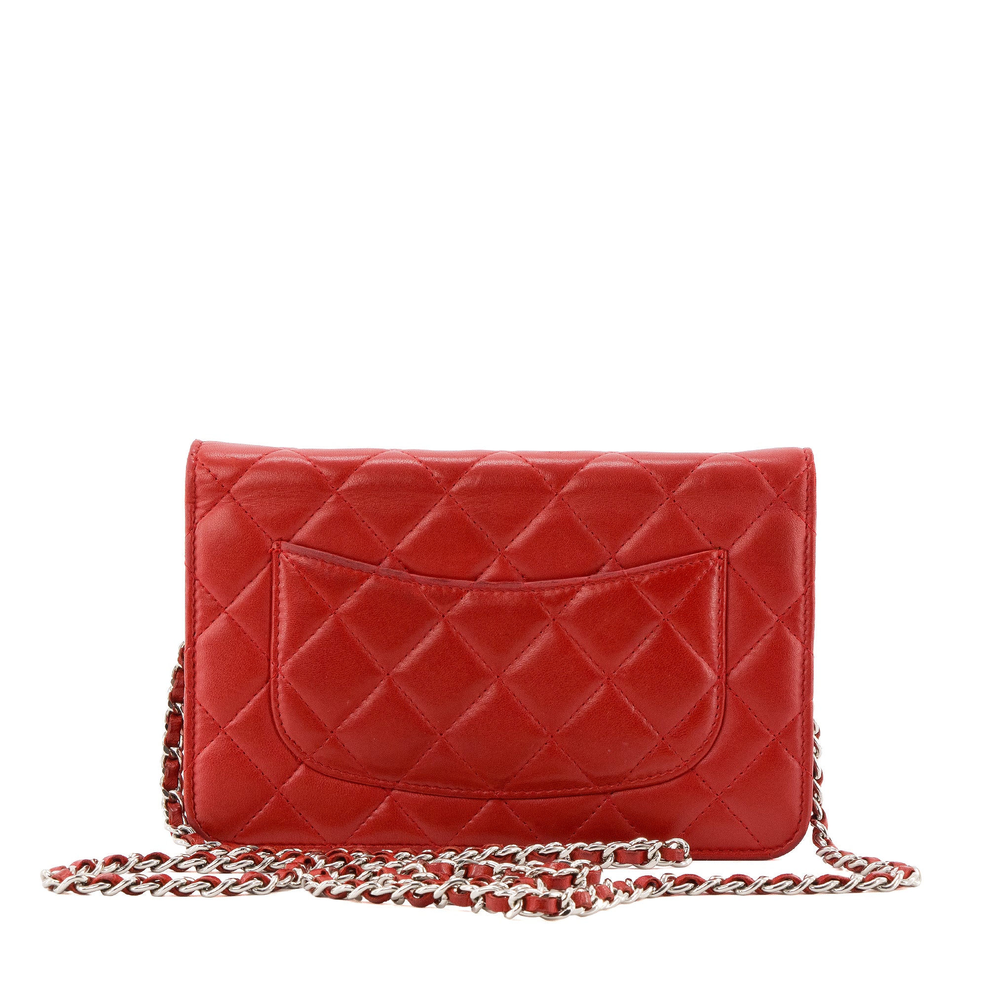 CHANEL - Sac à bandoulière Wallet on Chain Chanel en cuir lisse rouge