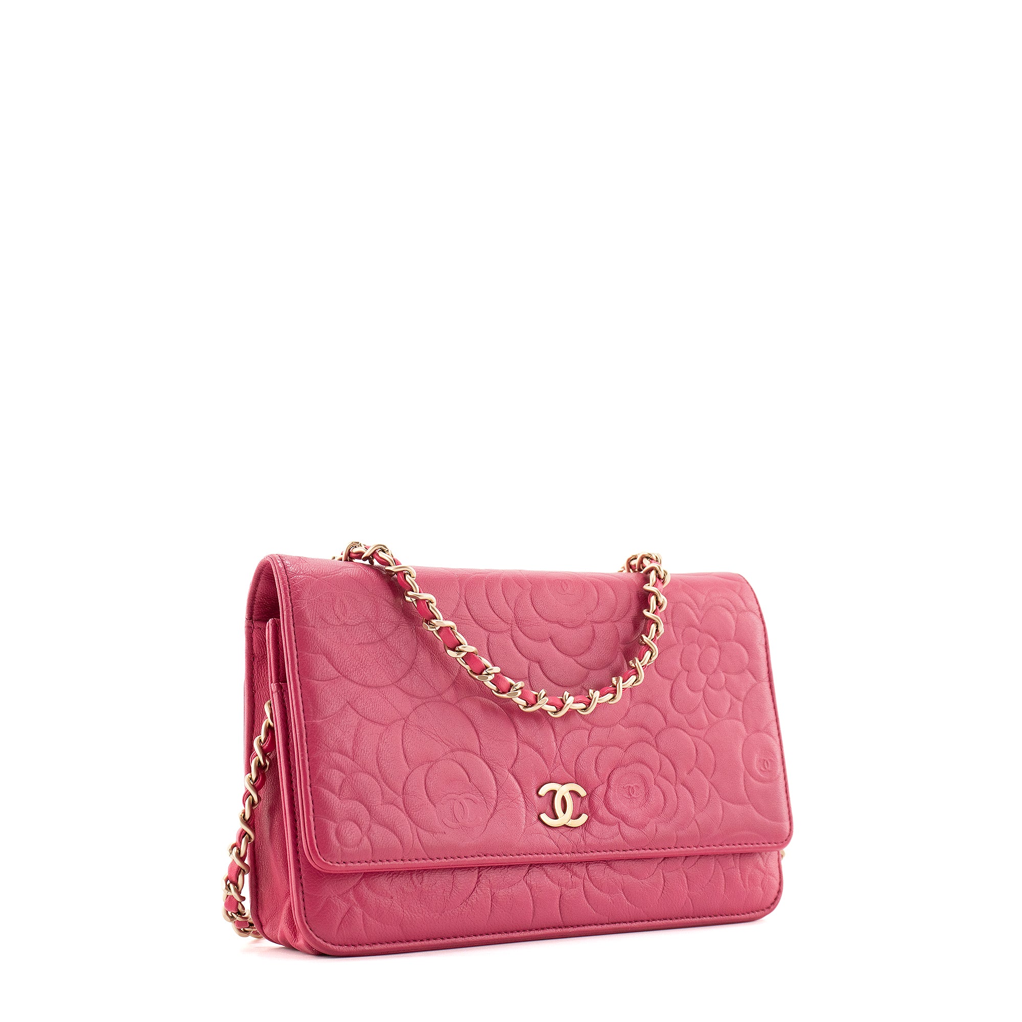 CHANEL - Sac à bandoulière Wallet On Chain Classique/Timeless Camélia Chanel en cuir rose