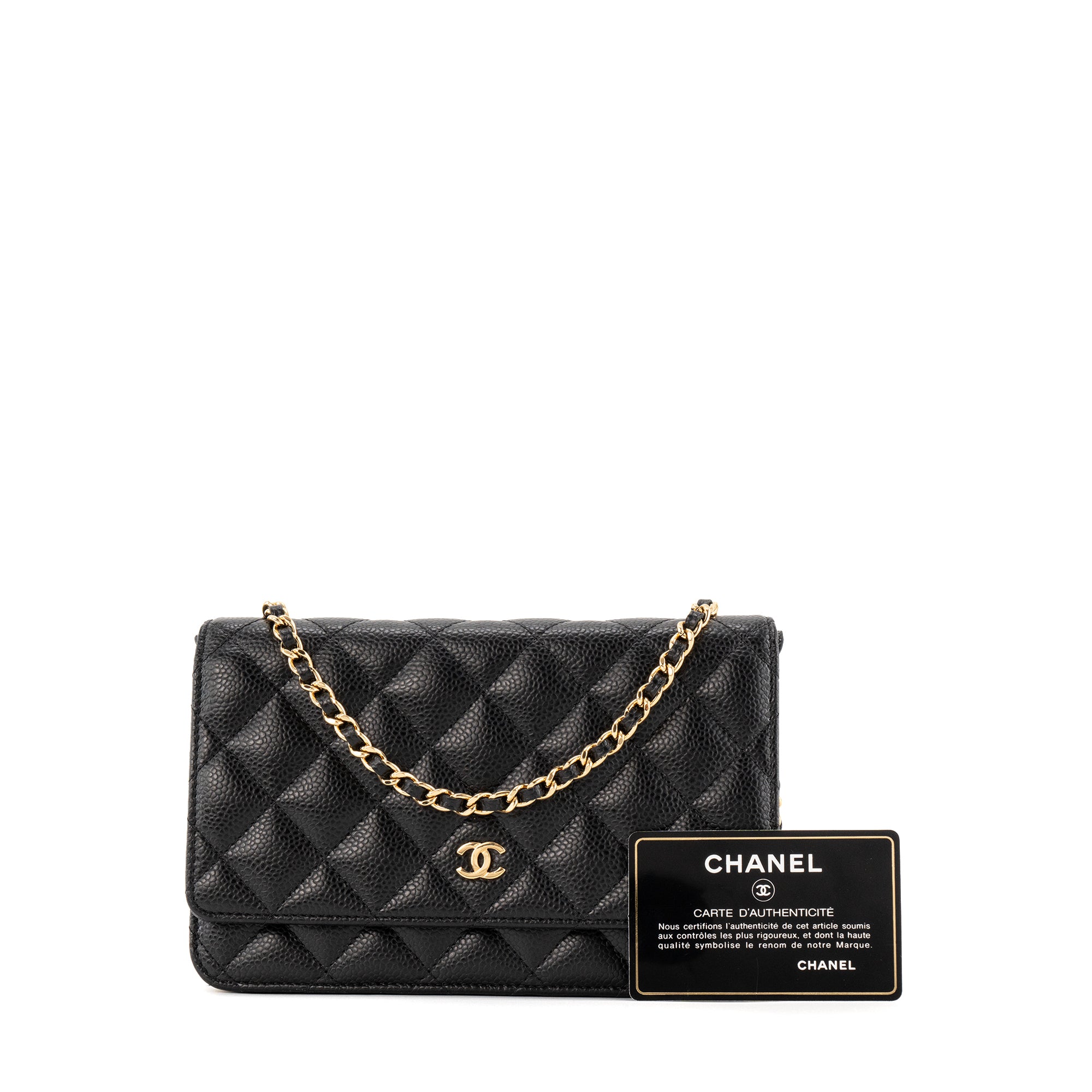 CHANEL - Sac à bandoulière Wallet on Chain classique/timeless Chanel en cuir caviar noir