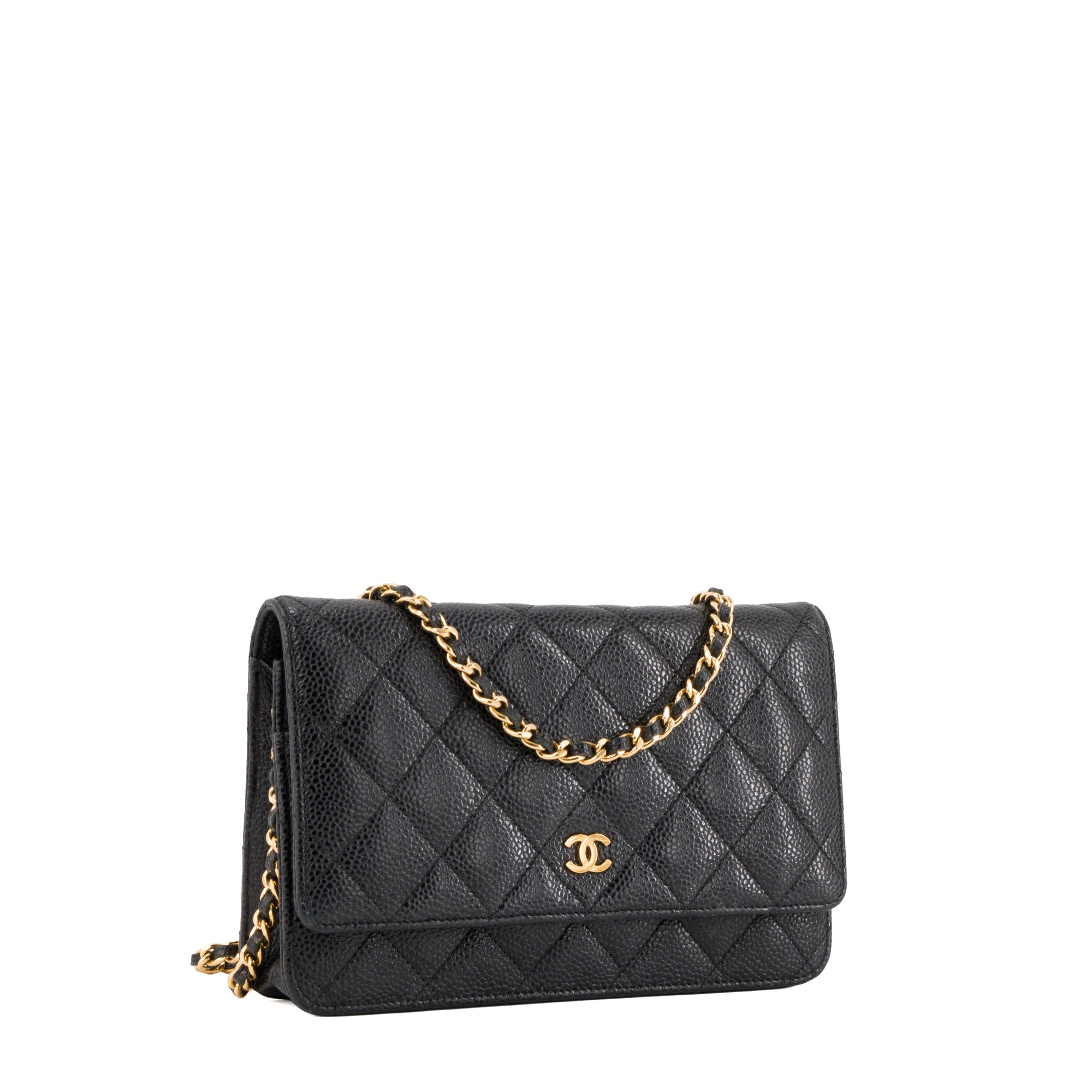 CHANEL - Sac à bandoulière Wallet On Chain Classique/Timeless Chanel en cuir caviar noir