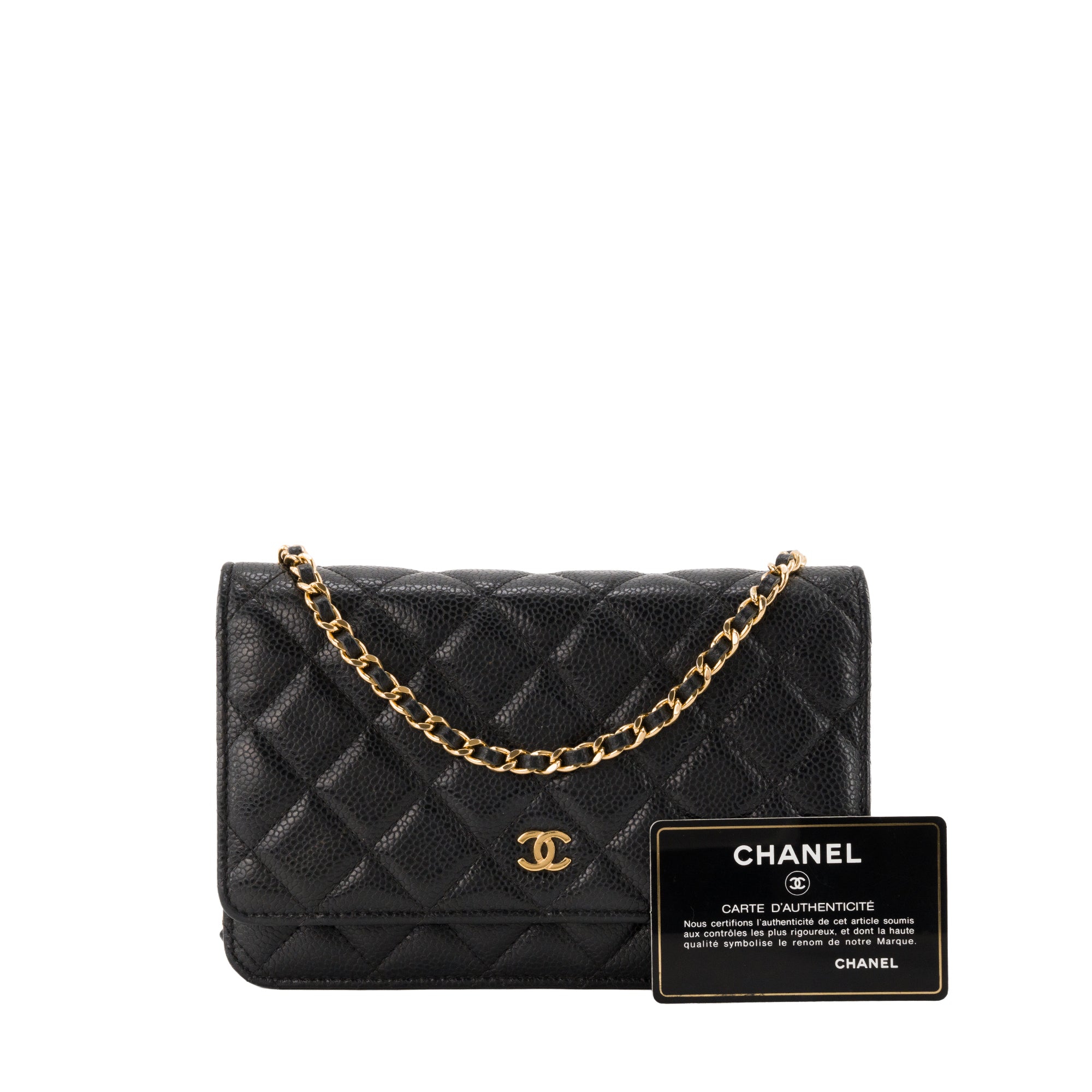 CHANEL - Sac à bandoulière Wallet On Chain Classique/Timeless Chanel en cuir caviar noir