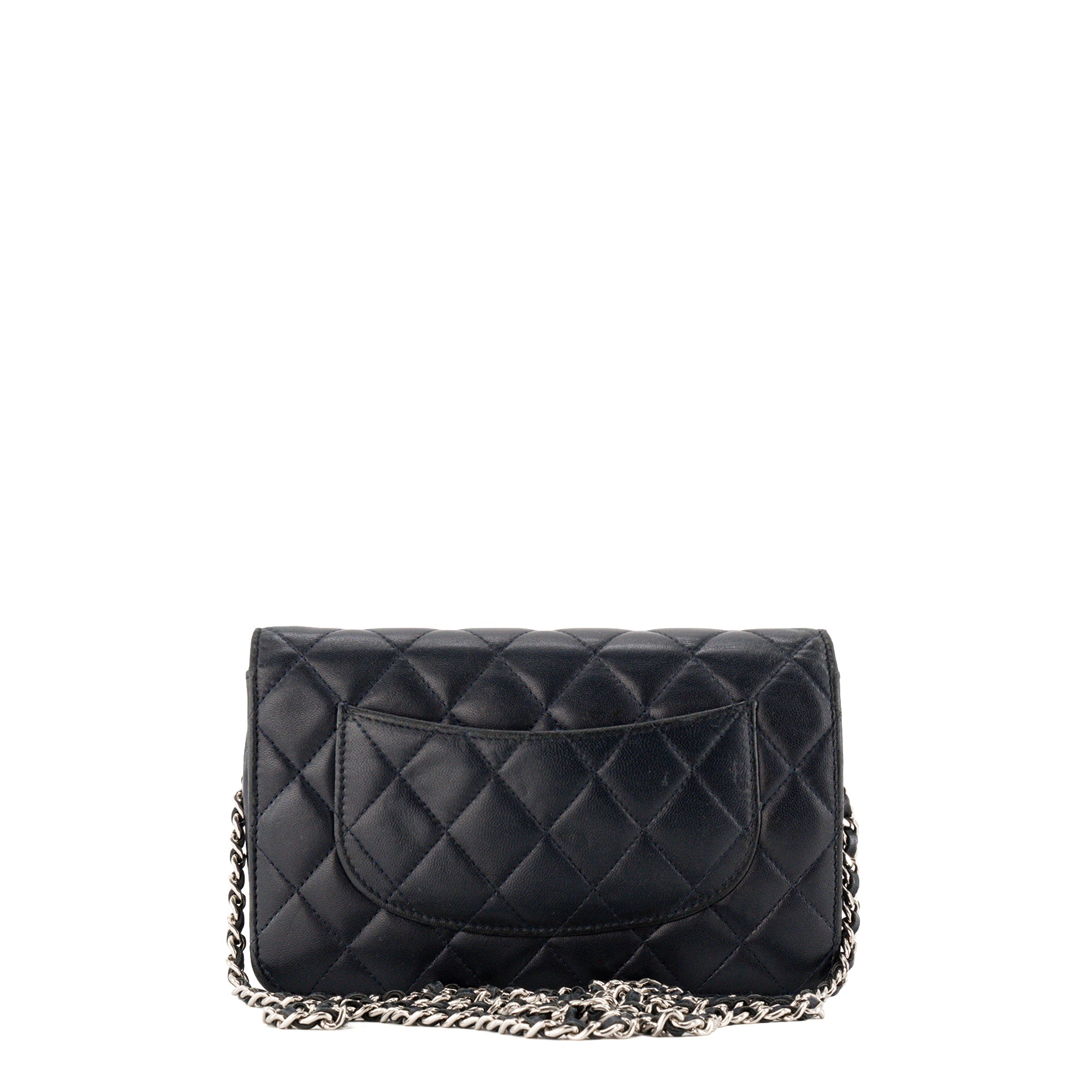 CHANEL - Sac à bandoulière Wallet On Chain Classique/Timeless Chanel en cuir lisse bleu nuit