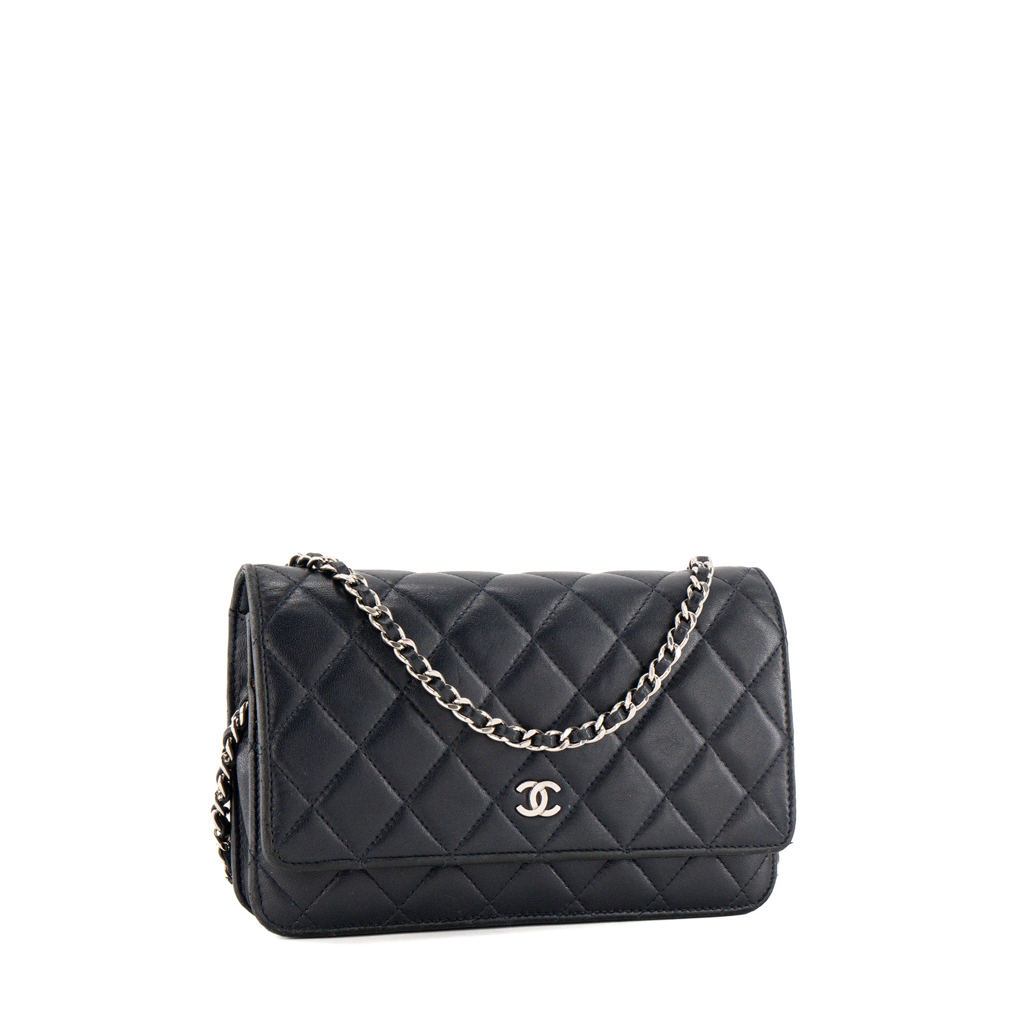 CHANEL - Sac à bandoulière Wallet On Chain Classique/Timeless Chanel en cuir lisse bleu nuit