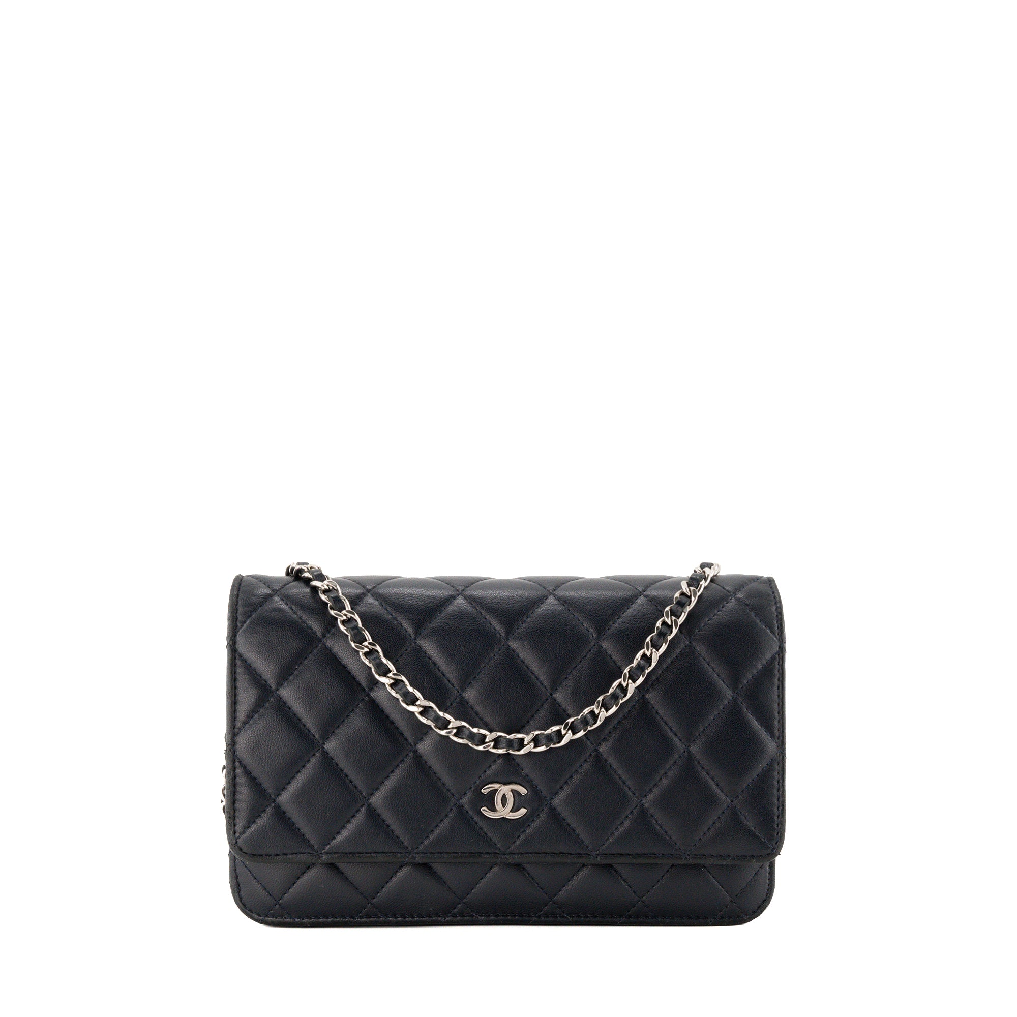 CHANEL - Sac à bandoulière Wallet On Chain Classique/Timeless Chanel en cuir lisse bleu nuit