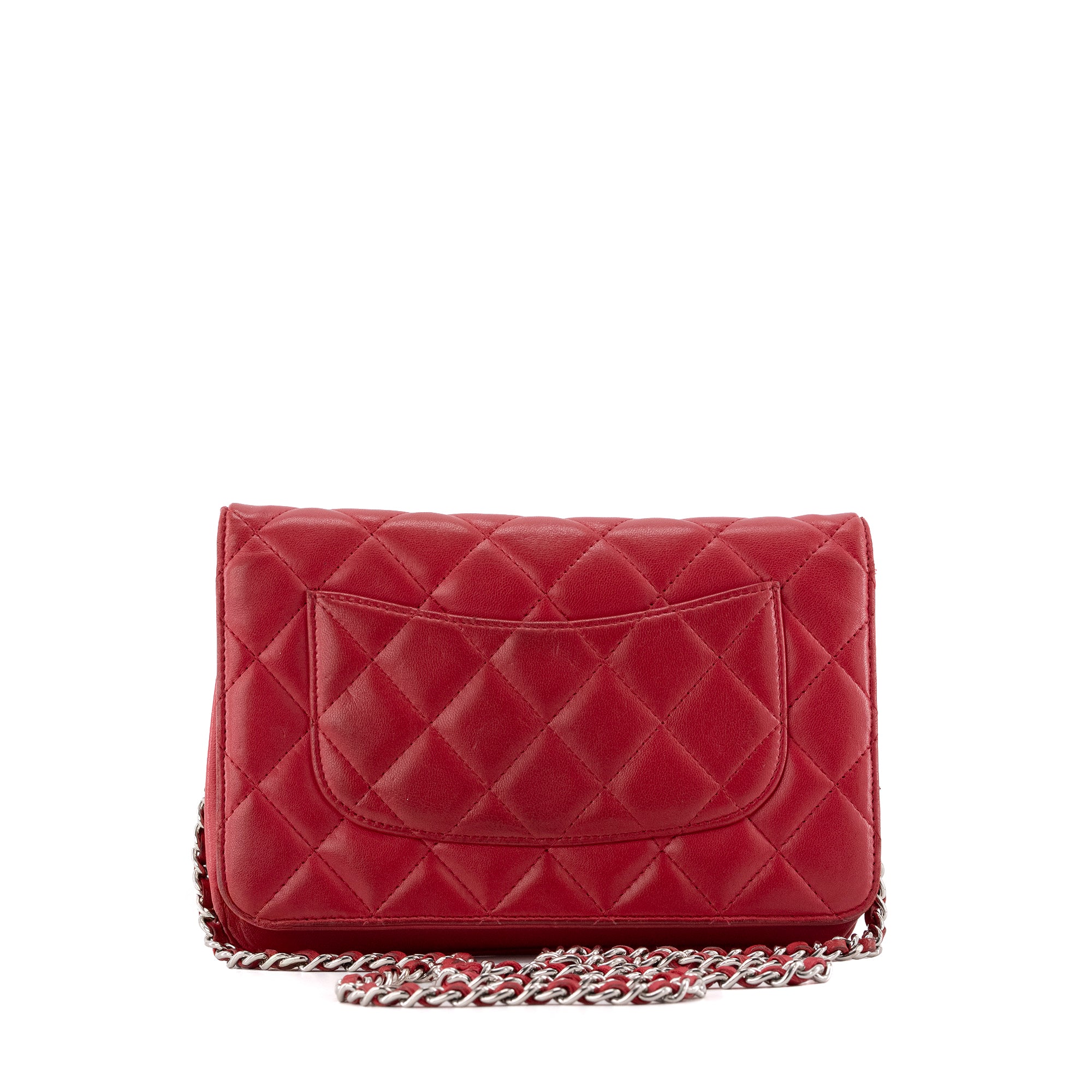 CHANEL - Sac à bandoulière Wallet on Chain Classique/Timeless Chanel en cuir lisse framboise