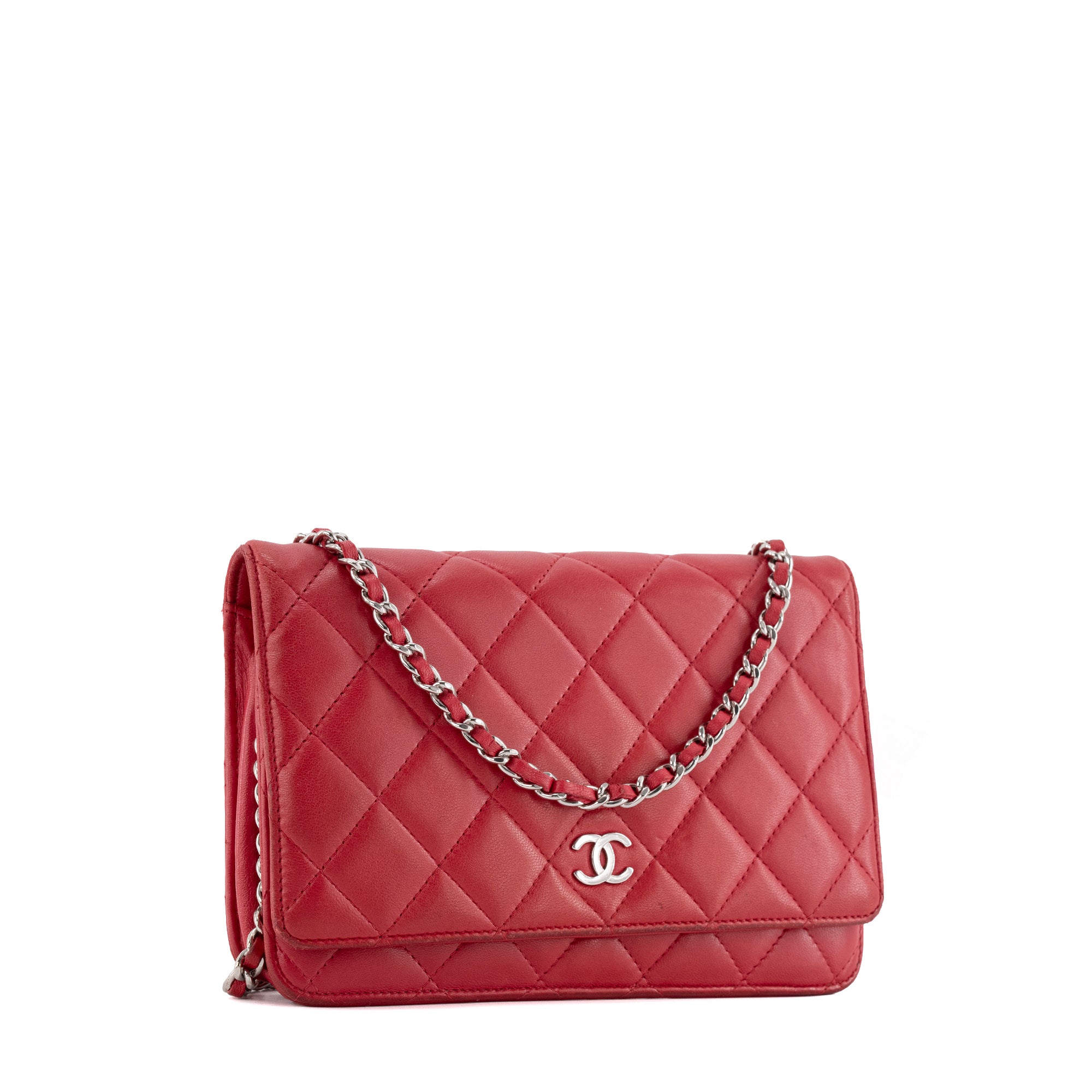 CHANEL - Sac à bandoulière Wallet on Chain Classique/Timeless Chanel en cuir lisse framboise