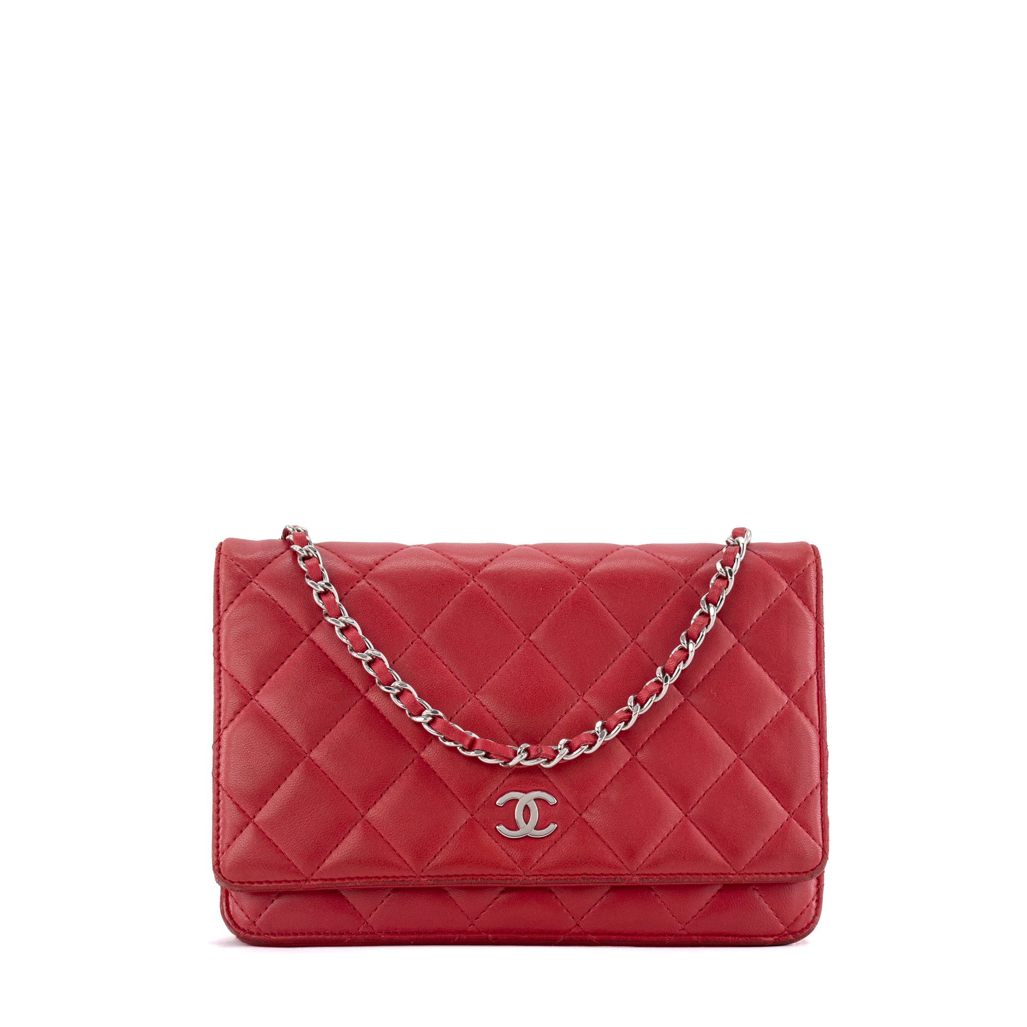 CHANEL - Sac à bandoulière Wallet on Chain Classique/Timeless Chanel en cuir lisse framboise