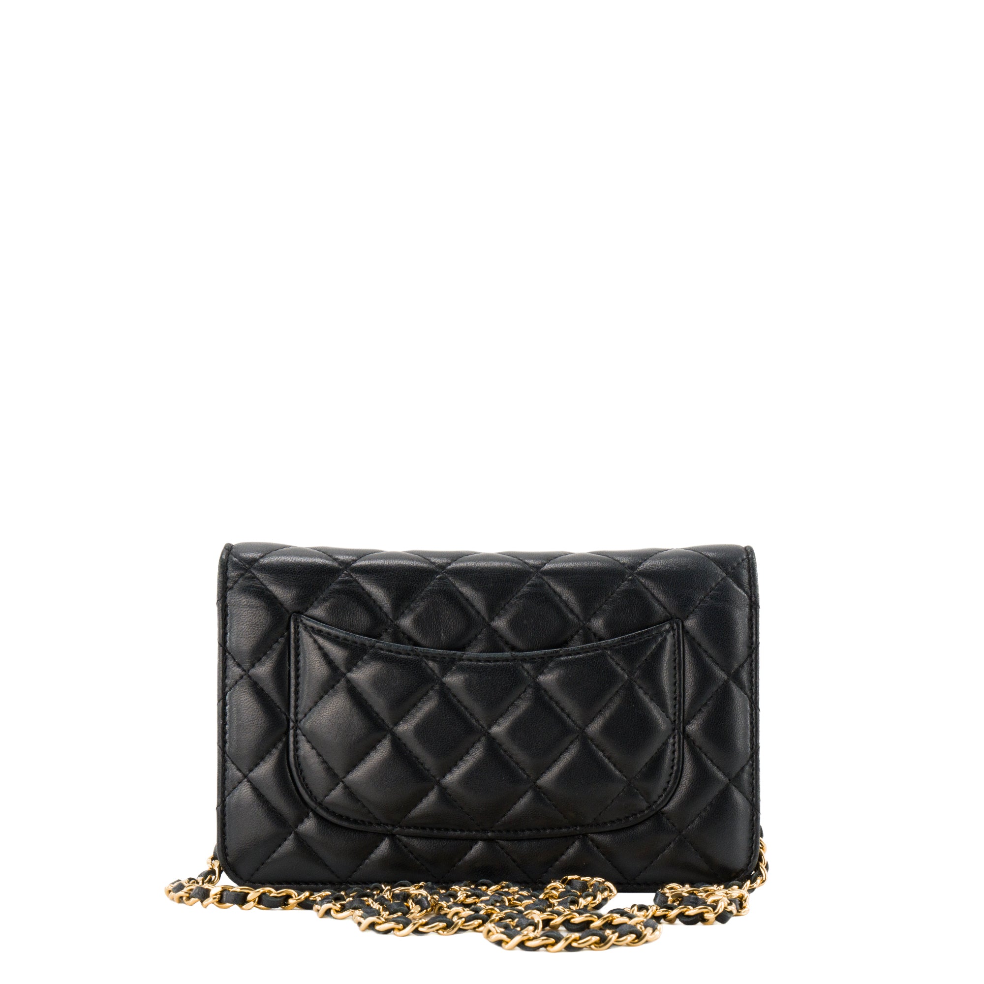 CHANEL - Sac à bandoulière Wallet On Chain Classique/Timeless Chanel en cuir lisse noir