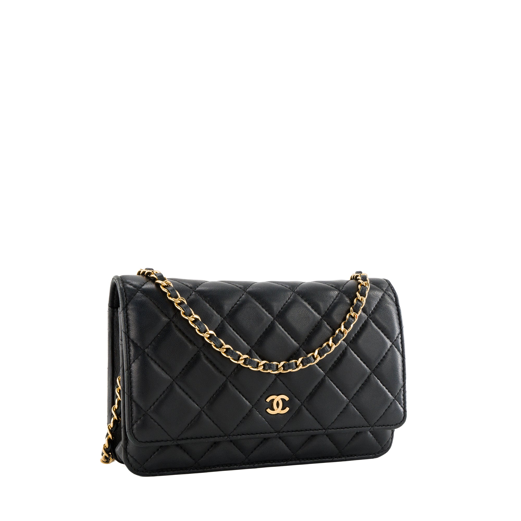 CHANEL - Sac à bandoulière Wallet On Chain Classique/Timeless Chanel en cuir lisse noir