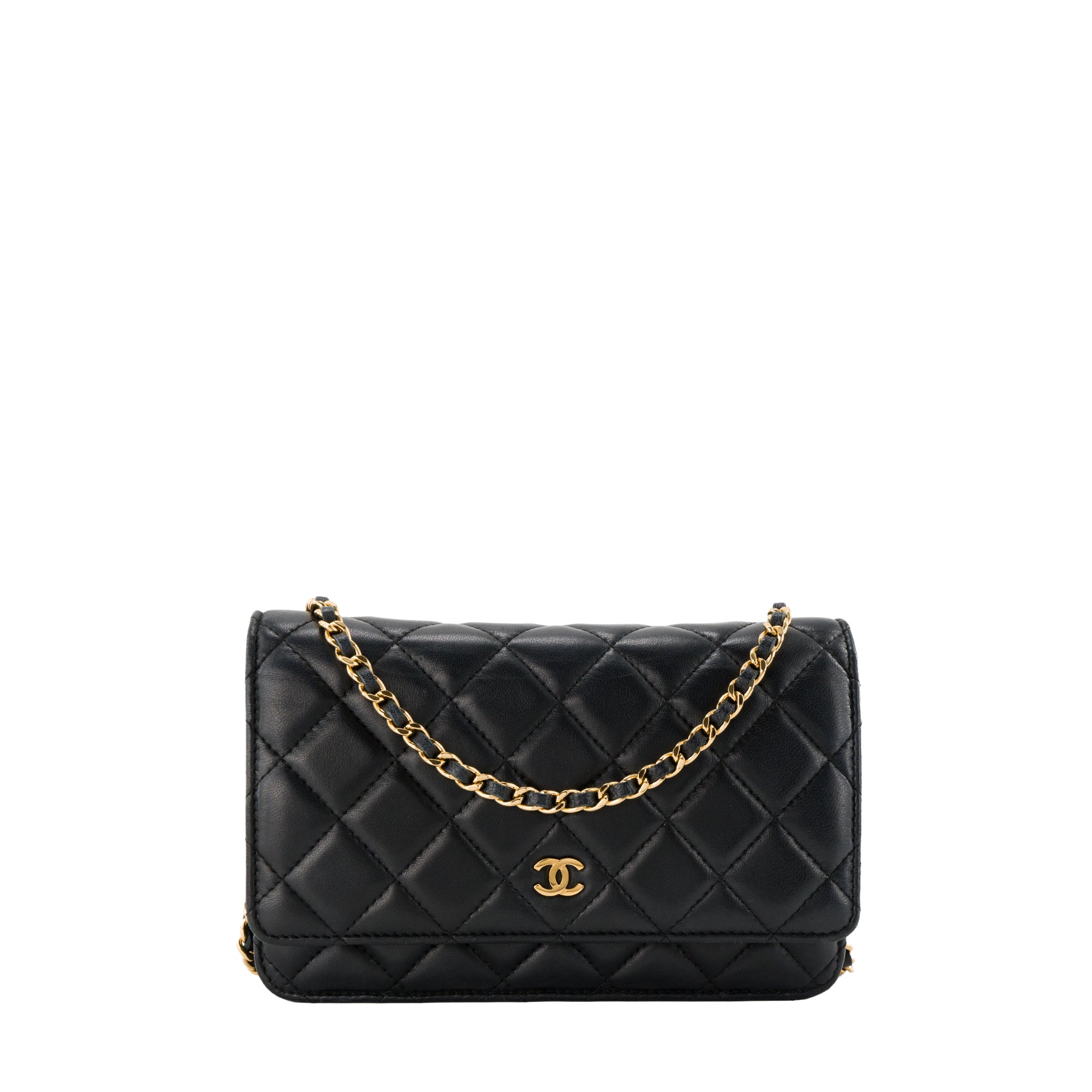 CHANEL - Sac à bandoulière Wallet On Chain Classique/Timeless Chanel en cuir lisse noir